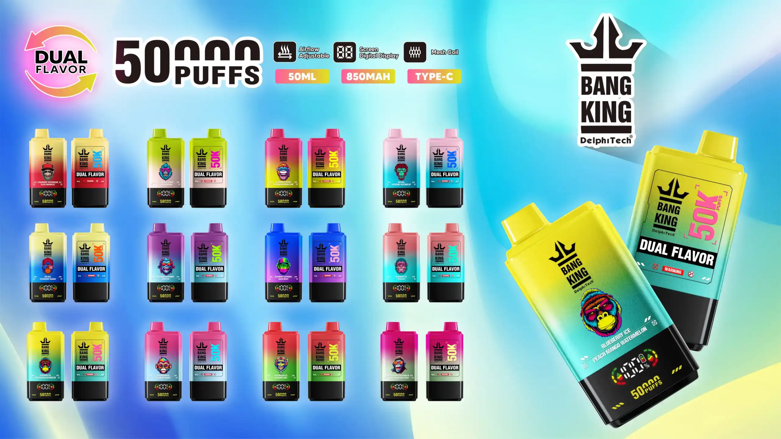 BANG KING 50000 Puffs BK50 Langlebiger Einweg-Vape mit Top-Aromen