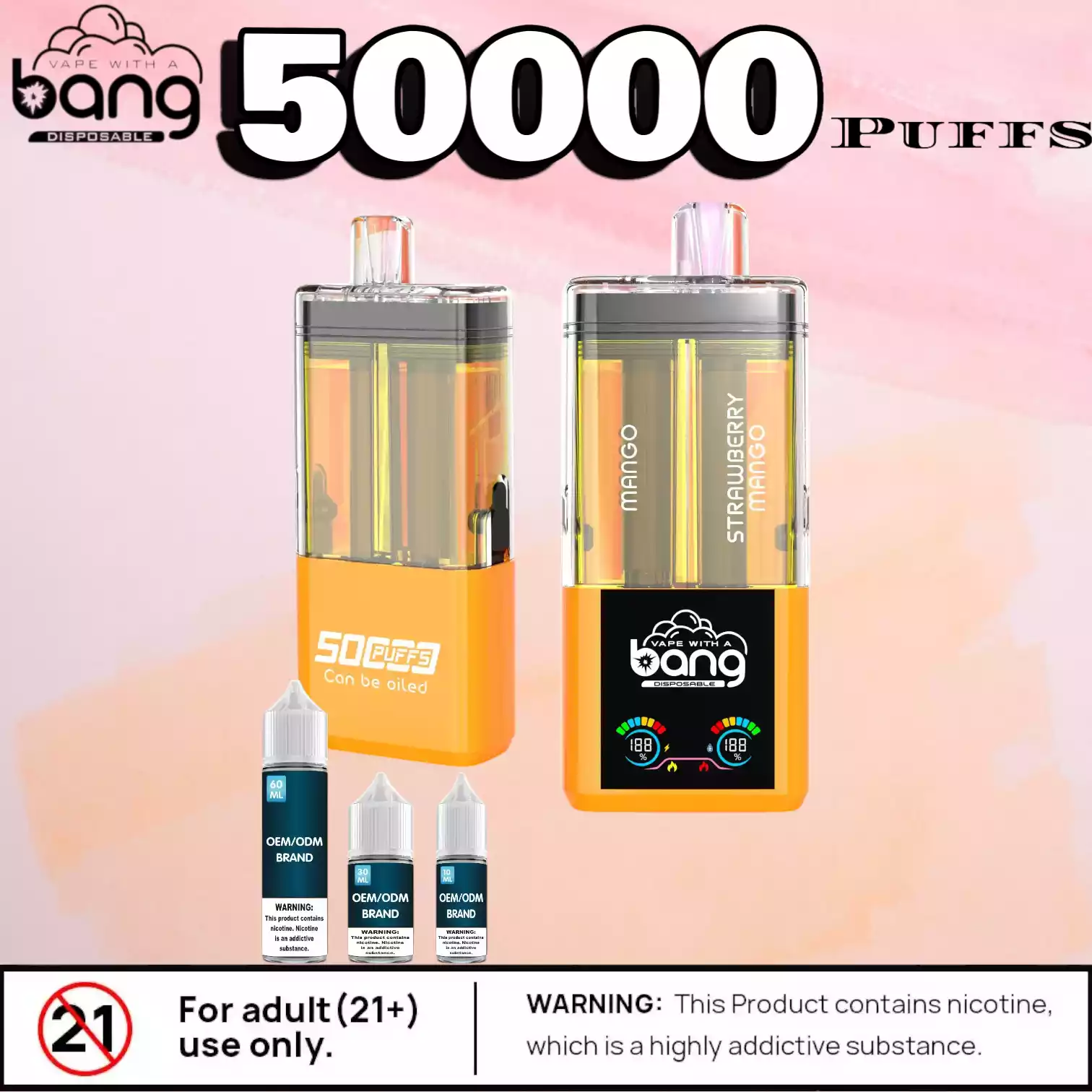 Bang 50000 Puffs Double Flavors Einweg E-Zigarette mit Doppelgeschmack