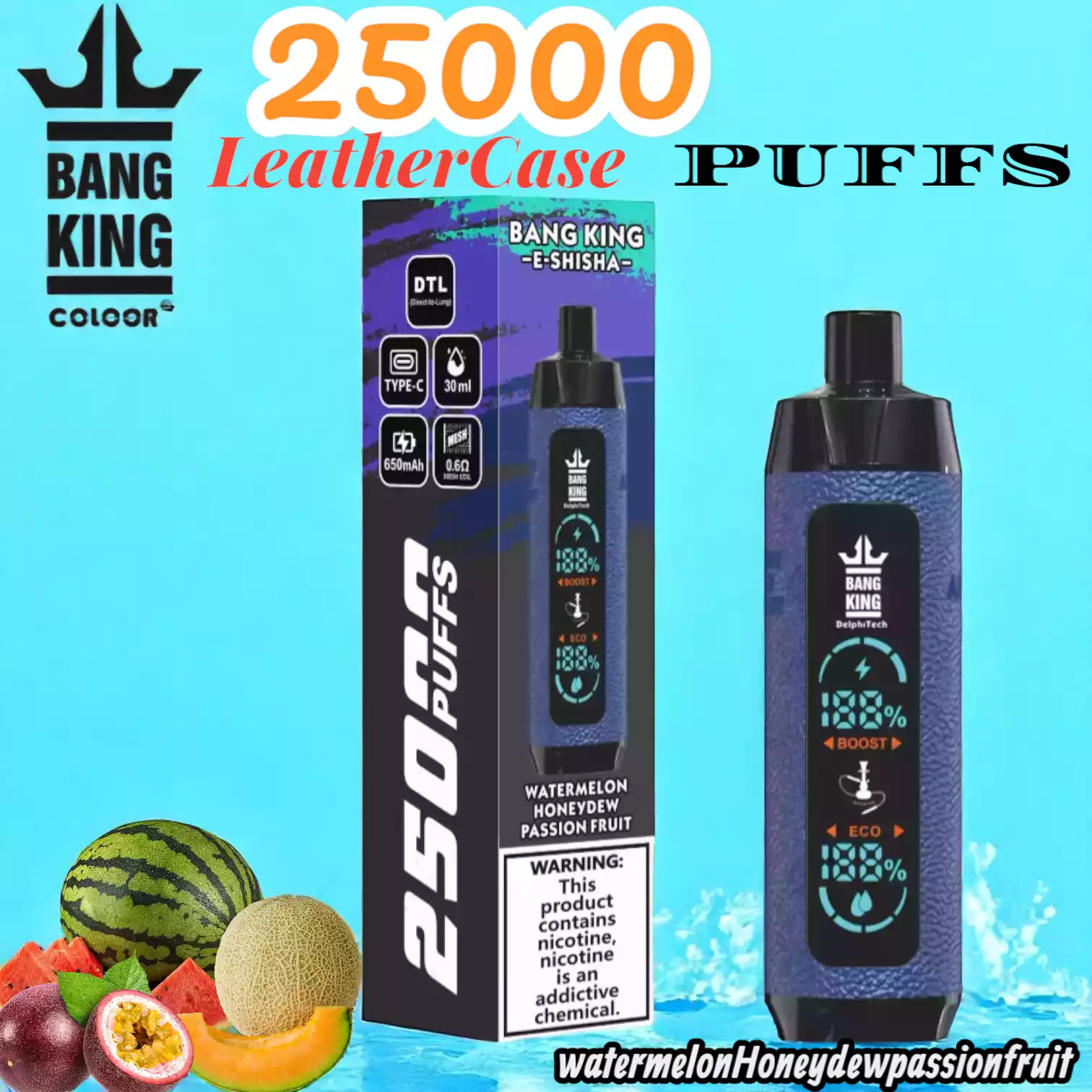 Bang King 25000 Puffs Leather Case Langlebiger Einweg-Vape mit 30ml Liquid