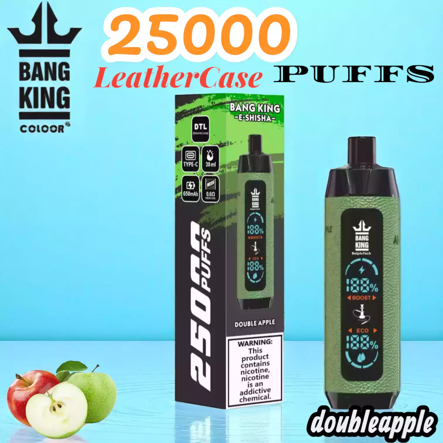 Bang King 25000 Puffs Leather Case Langlebiger Einweg-Vape mit 30ml Liquid