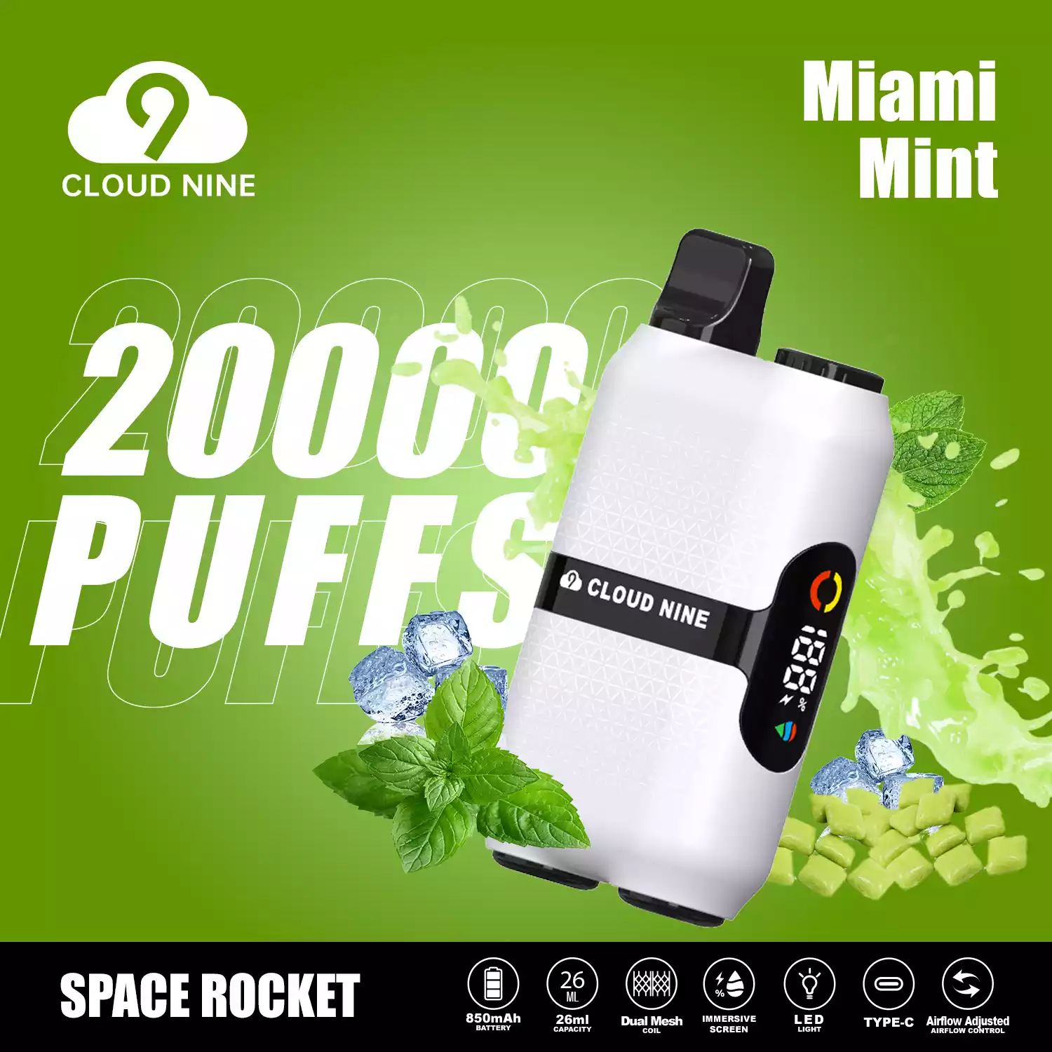 CLOUD NINE D33 28000 Puffs Langlebiges Dampfen mit Mesh Core
