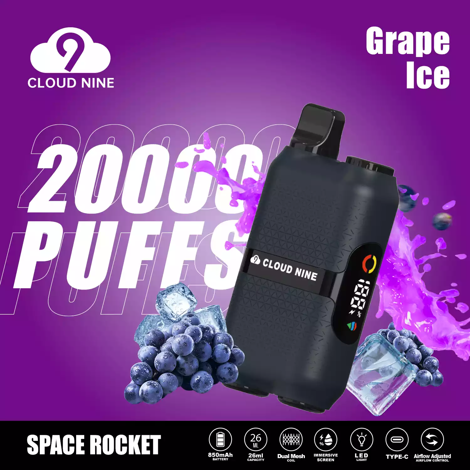 CLOUD NINE D33 28000 Puffs Langlebiges Dampfen mit Mesh Core