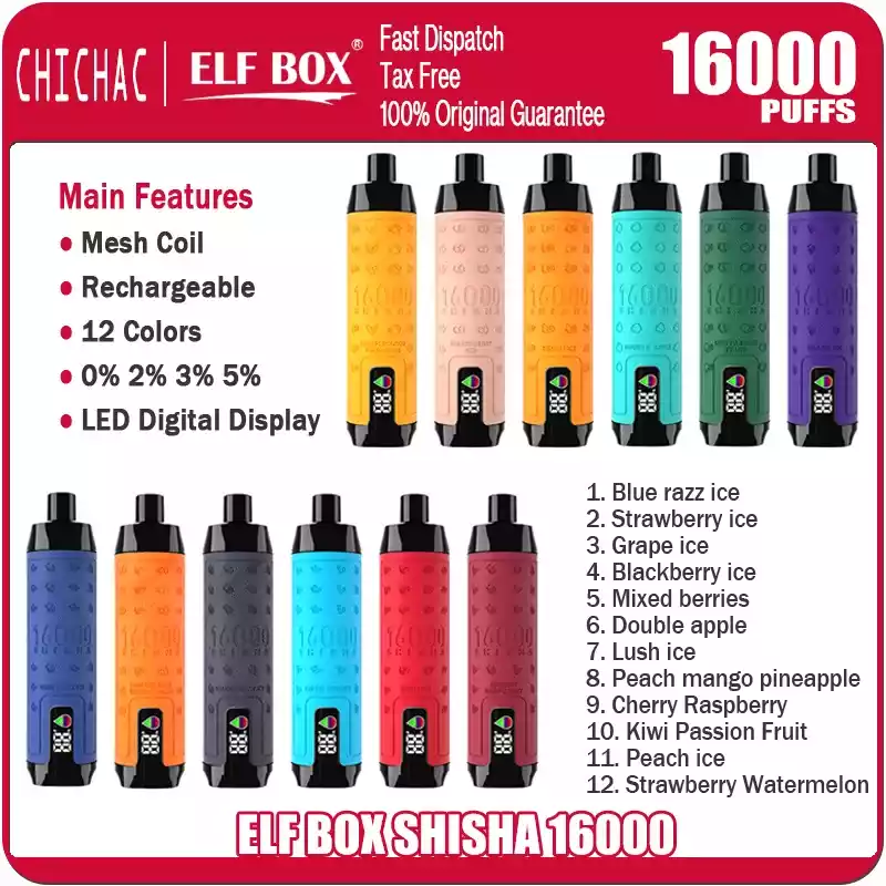 ELF BOX SHI SHA 16000 Puffs Langanhaltender Genuss mit 12 Geschmacksrichtungen