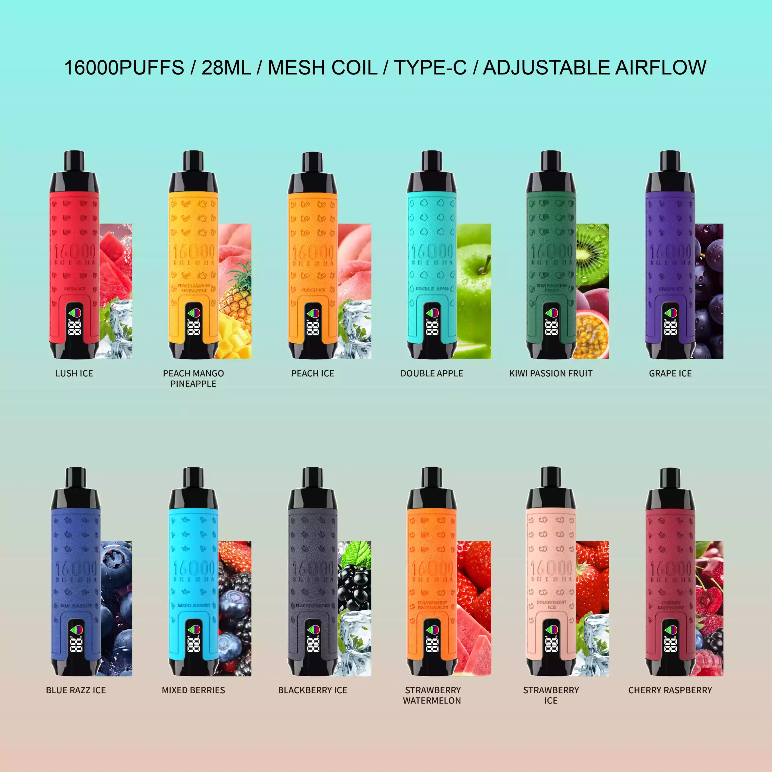 ELF BOX SHI SHA 16000 Puffs Langanhaltender Genuss mit 12 GeschmacksrichtungenELF BOX SHI SHA 16000 Puffs Langanhaltender Genuss mit 12 Geschmacksrichtungen