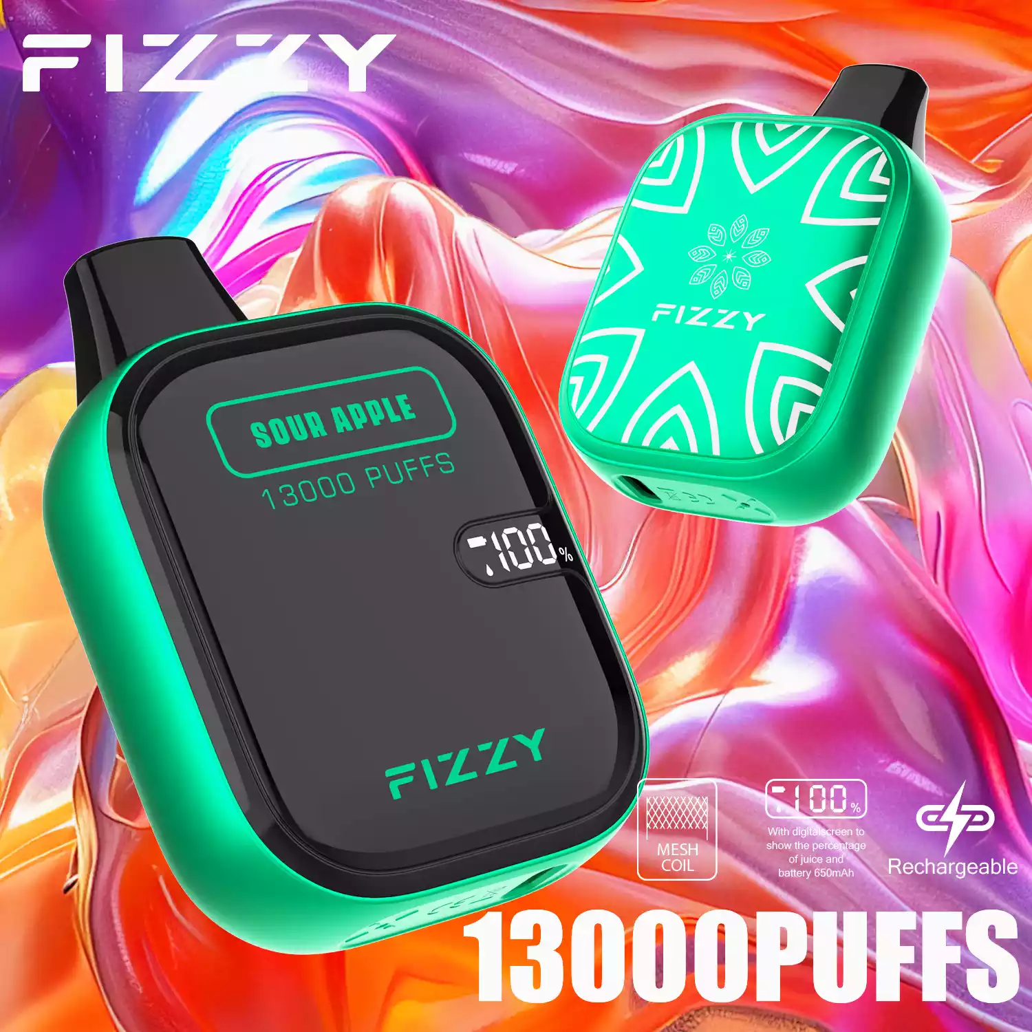 Fizzy Boom 13000 Puffs Langlebige Einweg-E-Zigarette mit Mesh-Coil