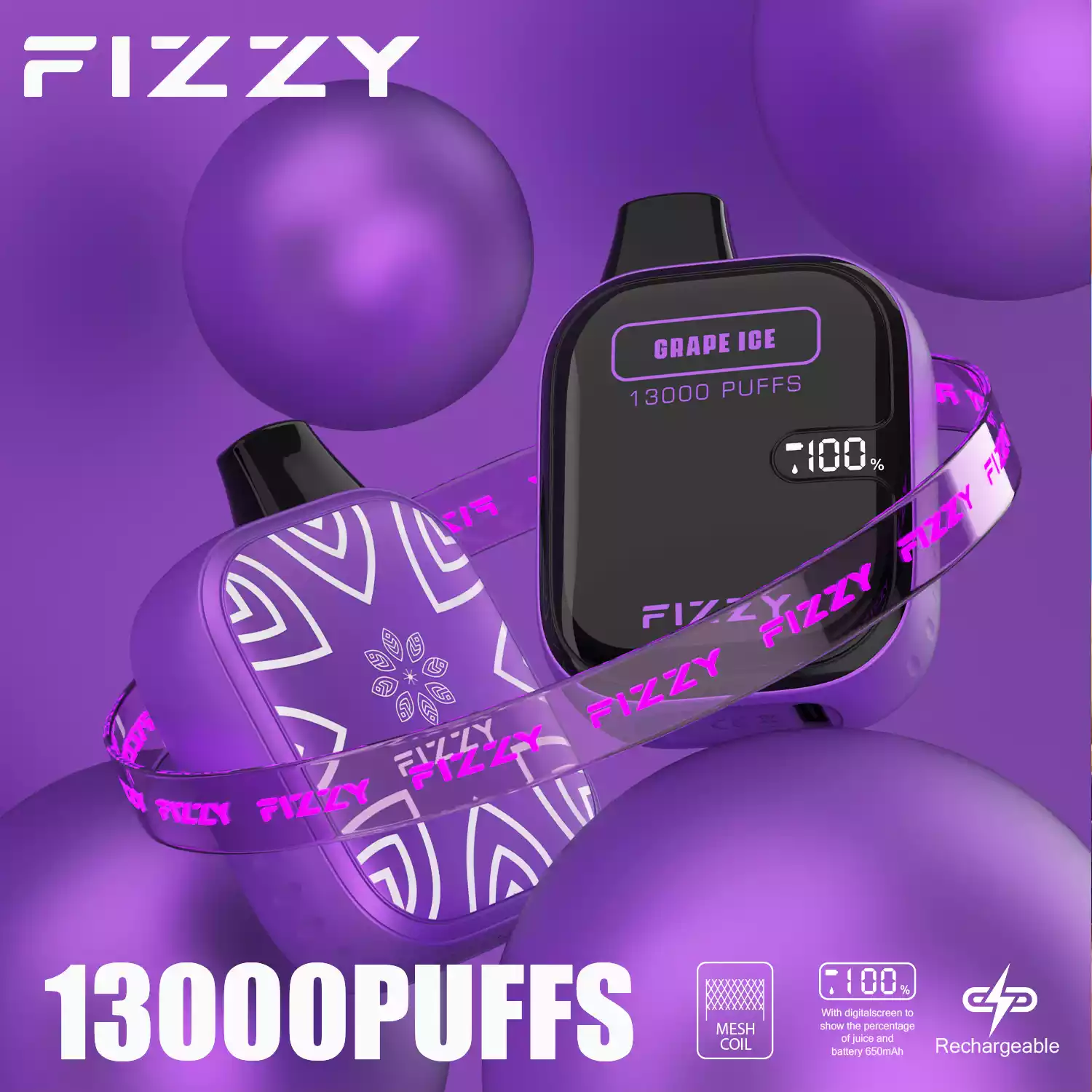 Fizzy Boom 13000 Puffs Langlebige Einweg-E-Zigarette mit Mesh-Coil