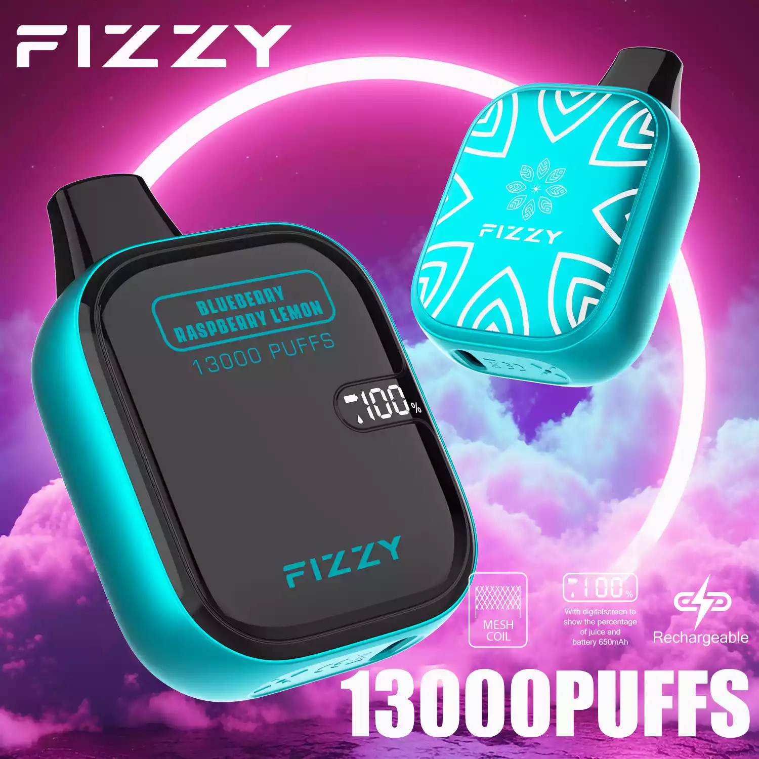 Fizzy Boom 13000 Puffs Langlebige Einweg-E-Zigarette mit Mesh-Coil