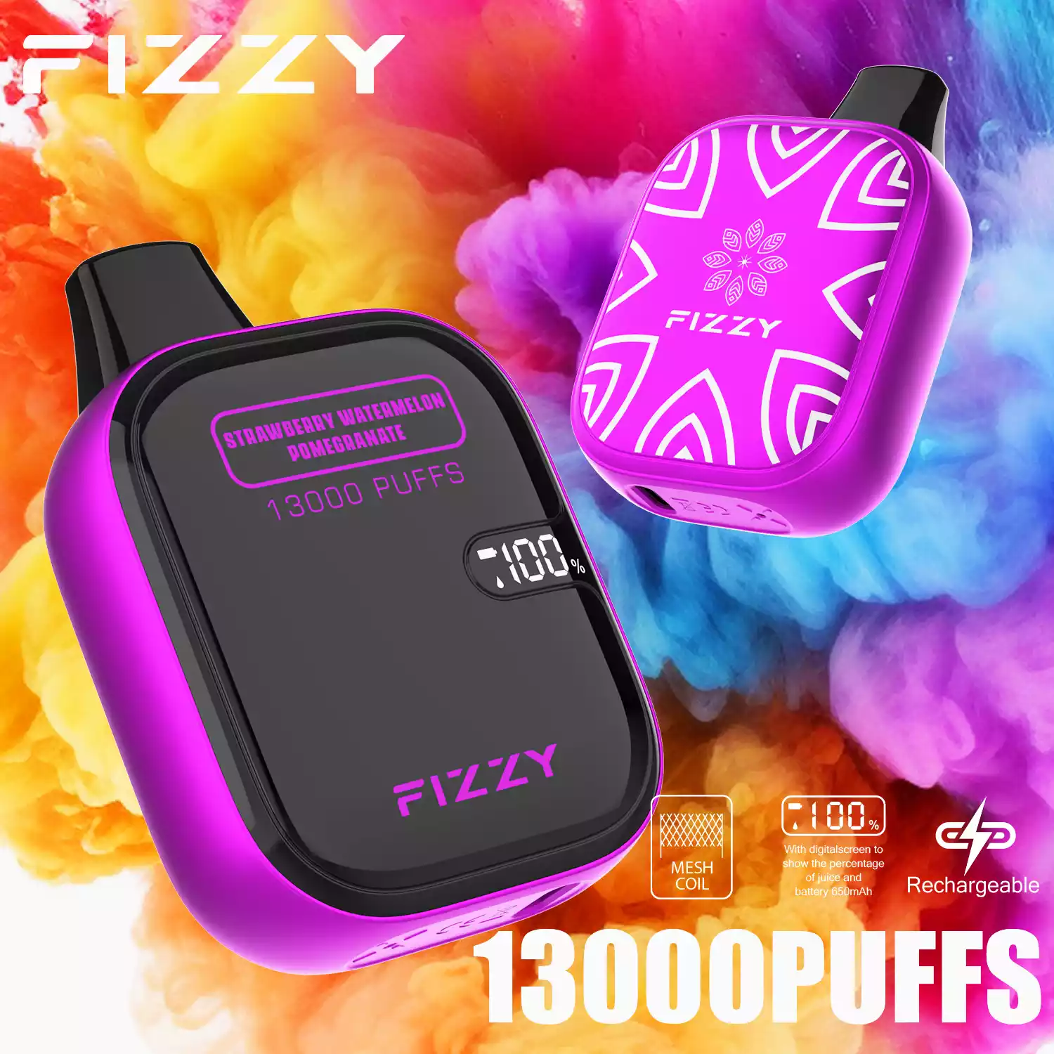 Fizzy Boom 13000 Puffs Langlebige Einweg-E-Zigarette mit Mesh-Coil