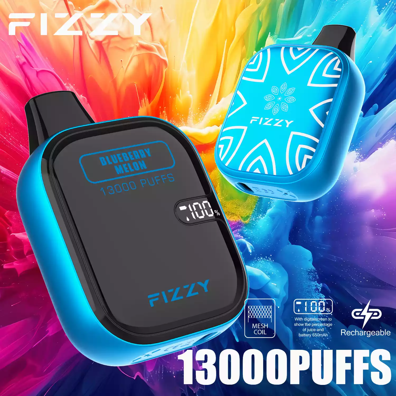 Fizzy Boom 13000 Puffs Langlebige Einweg-E-Zigarette mit Mesh-Coil