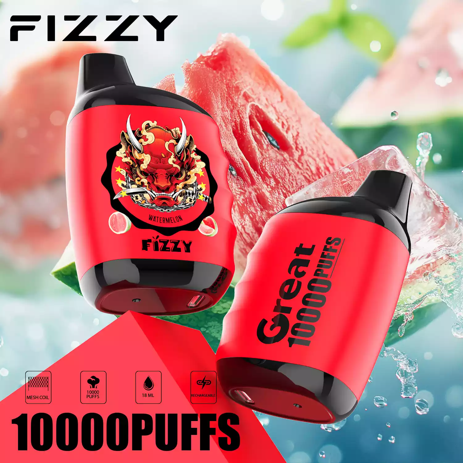Fizzy Great 10000 Puffs Langlebiger Dampfgenuss mit Mesh-Coil