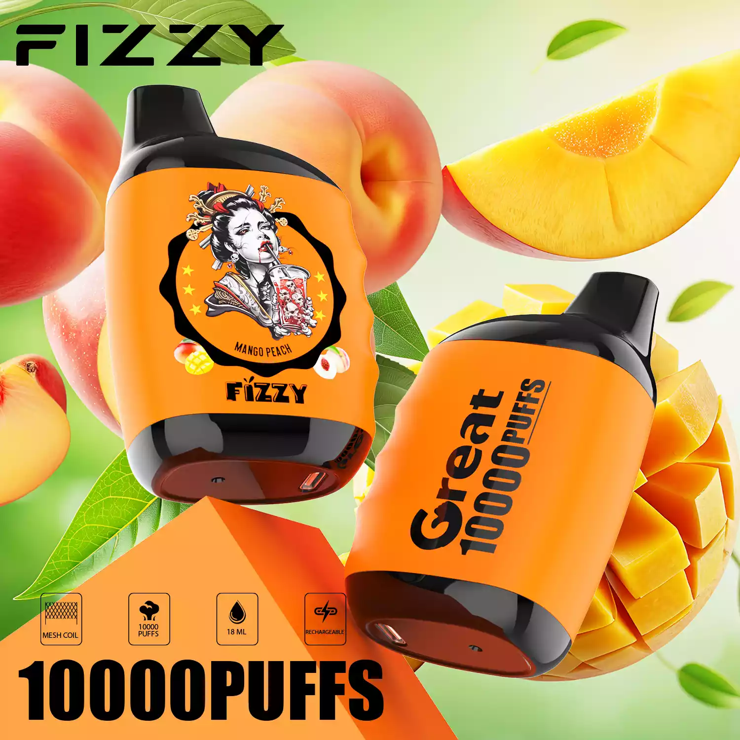 Fizzy Great 10000 Puffs Langlebiger Dampfgenuss mit Mesh-Coil