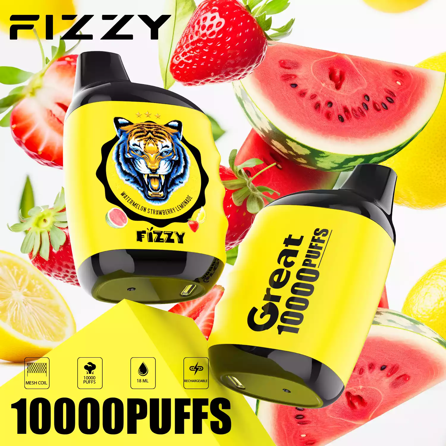 Fizzy Great 10000 Puffs Langlebiger Dampfgenuss mit Mesh-Coil