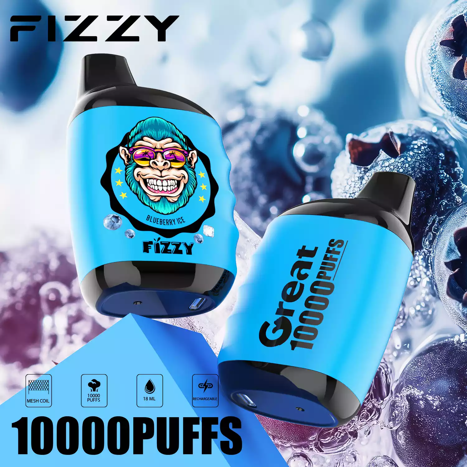 Fizzy Great 10000 Puffs Langlebiger Dampfgenuss mit Mesh-Coil
