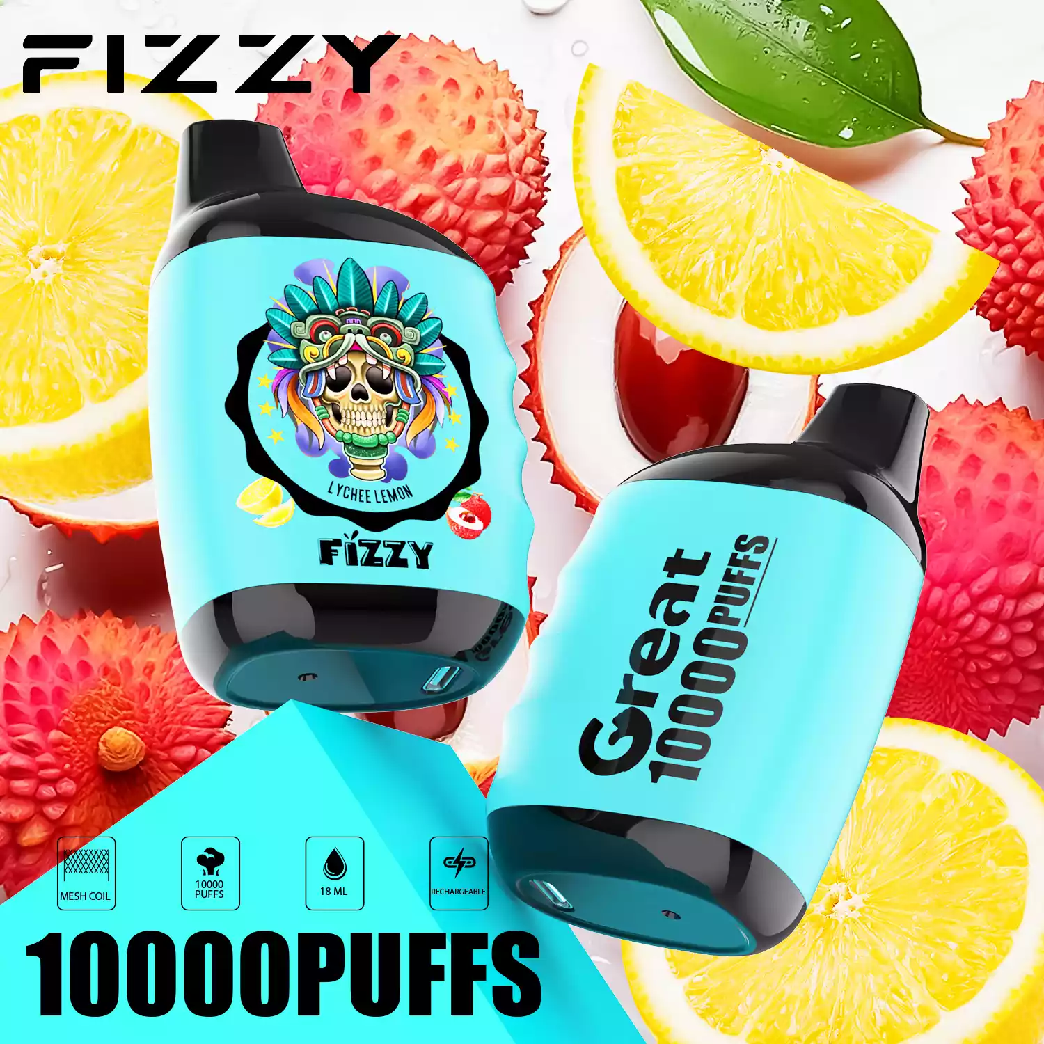 Fizzy Great 10000 Puffs Langlebiger Dampfgenuss mit Mesh-Coil