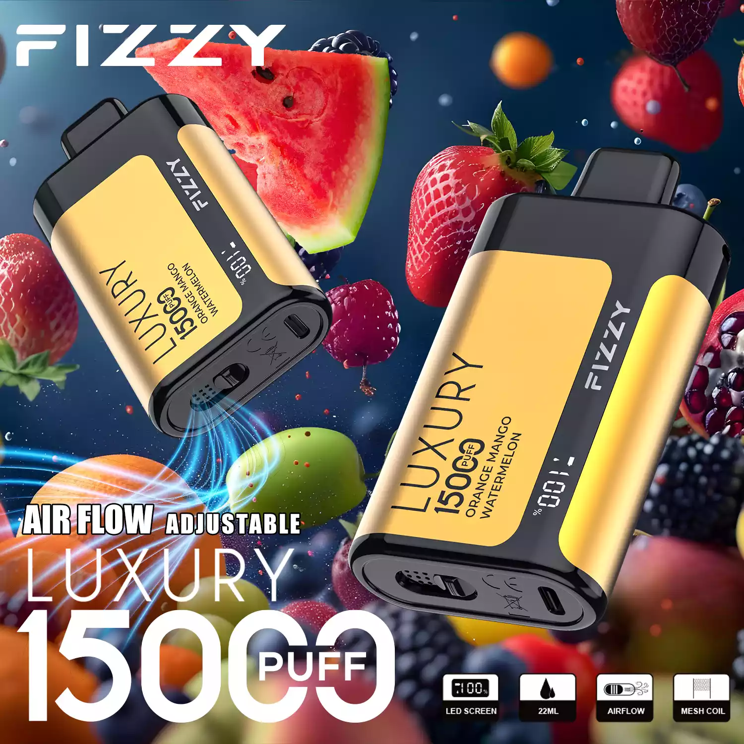 Fizzy Luxury 15000 Puffs Langlebiger Genuss mit Mesh-Coil