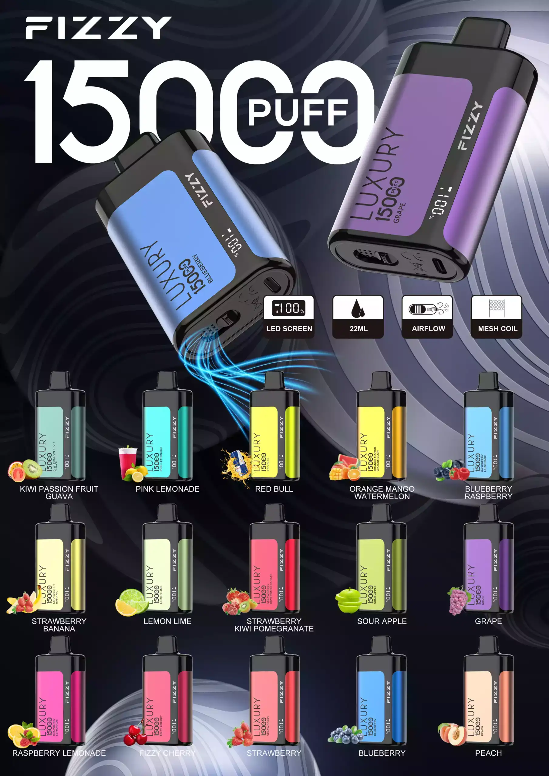 Fizzy Luxury 15000 Puffs Langlebiger Genuss mit Mesh-Coil