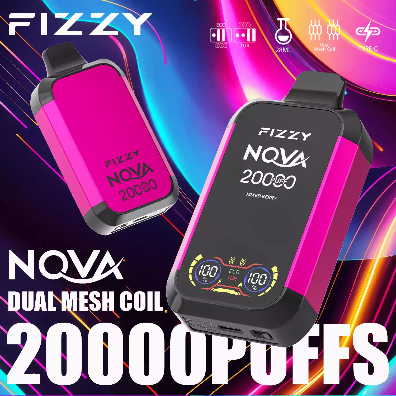 Fizzy Nova 20000 Puffs Langlebiger Dampfgenuss mit Mesh-Coil