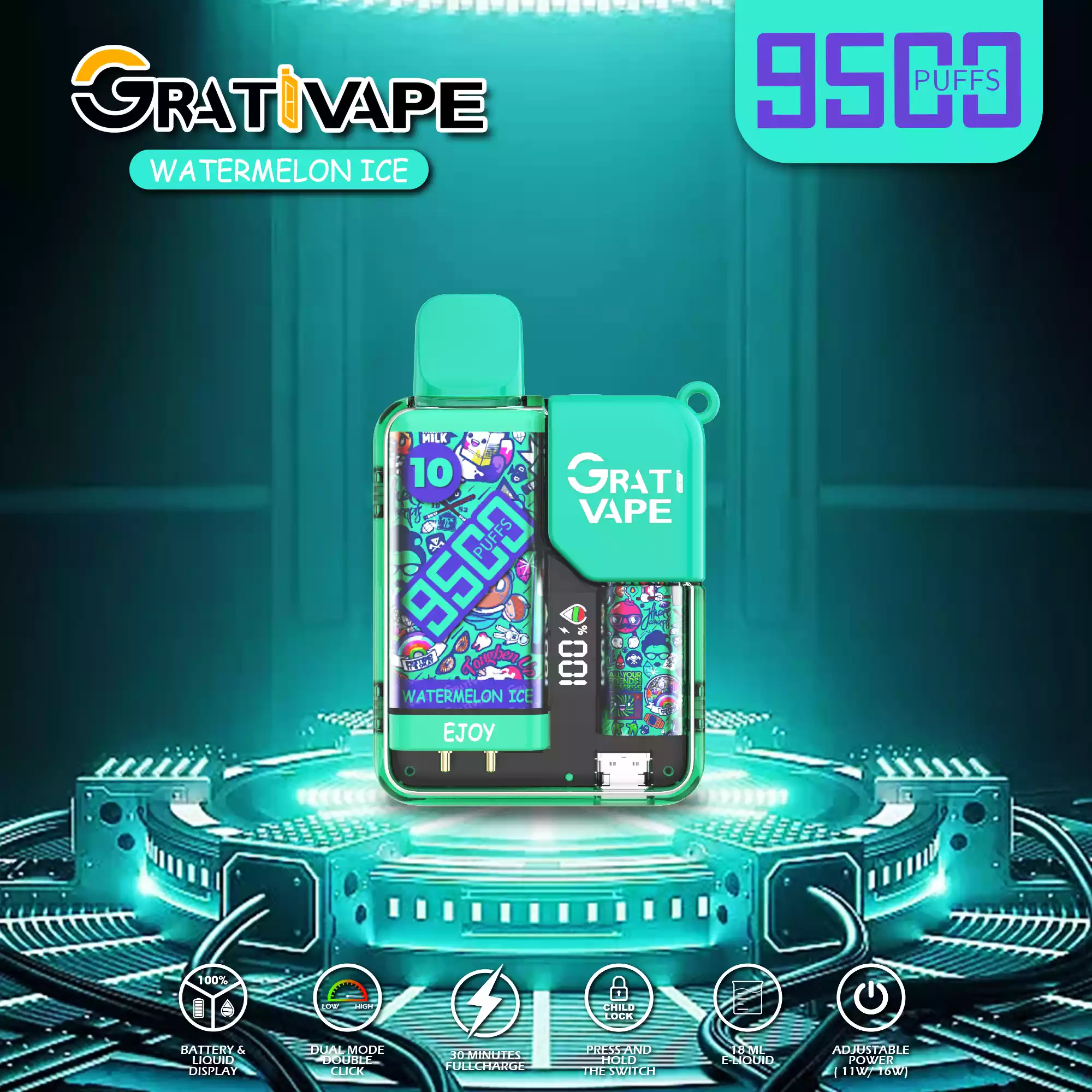 Grativape Ejoy 9500 Puffs Langanhaltender Genuss mit vielfältigen Aromen