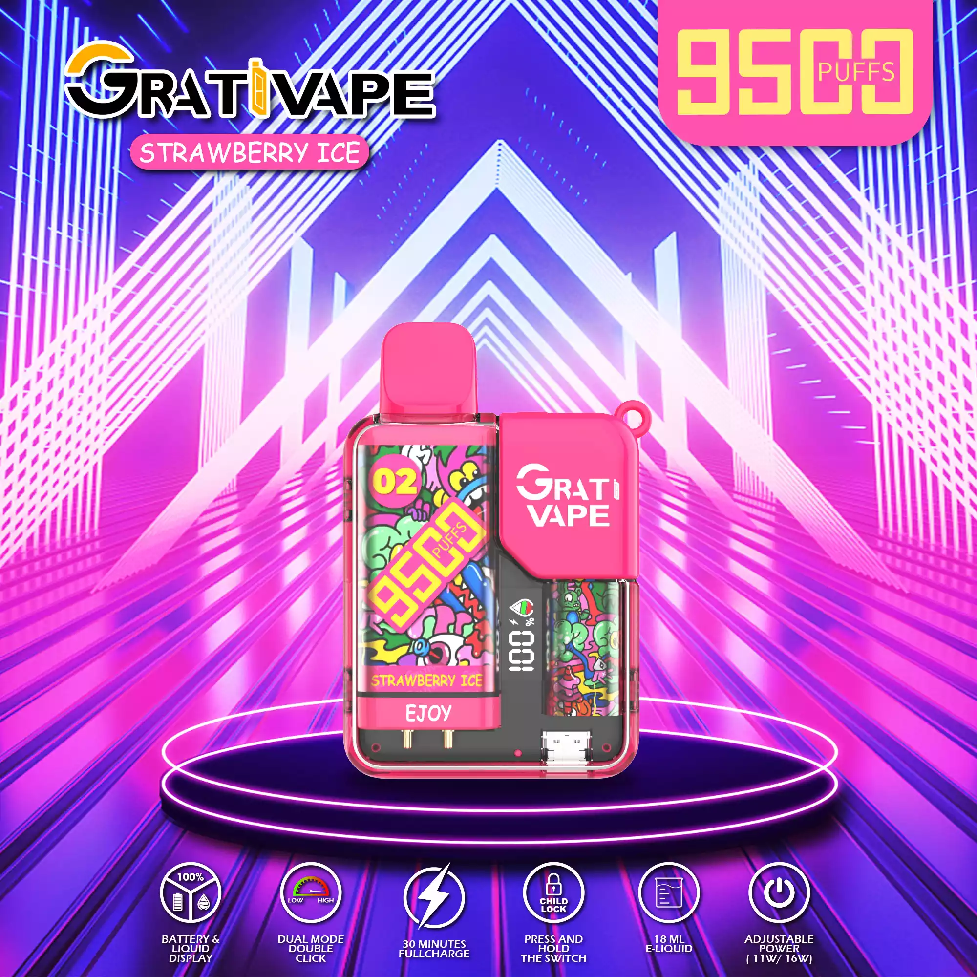 Grativape Ejoy 9500 Puffs Langanhaltender Genuss mit vielfältigen Aromen