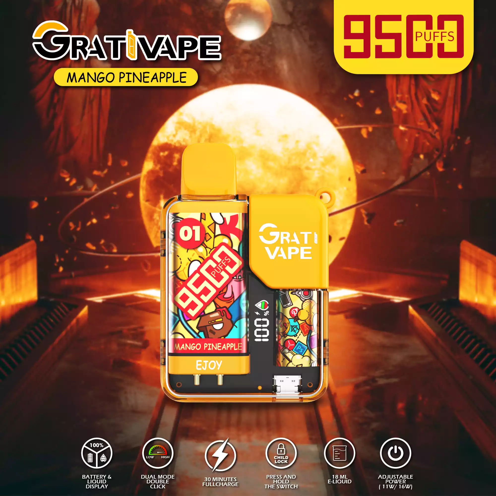 Grativape Ejoy 9500 Puffs Langanhaltender Genuss mit vielfältigen Aromen