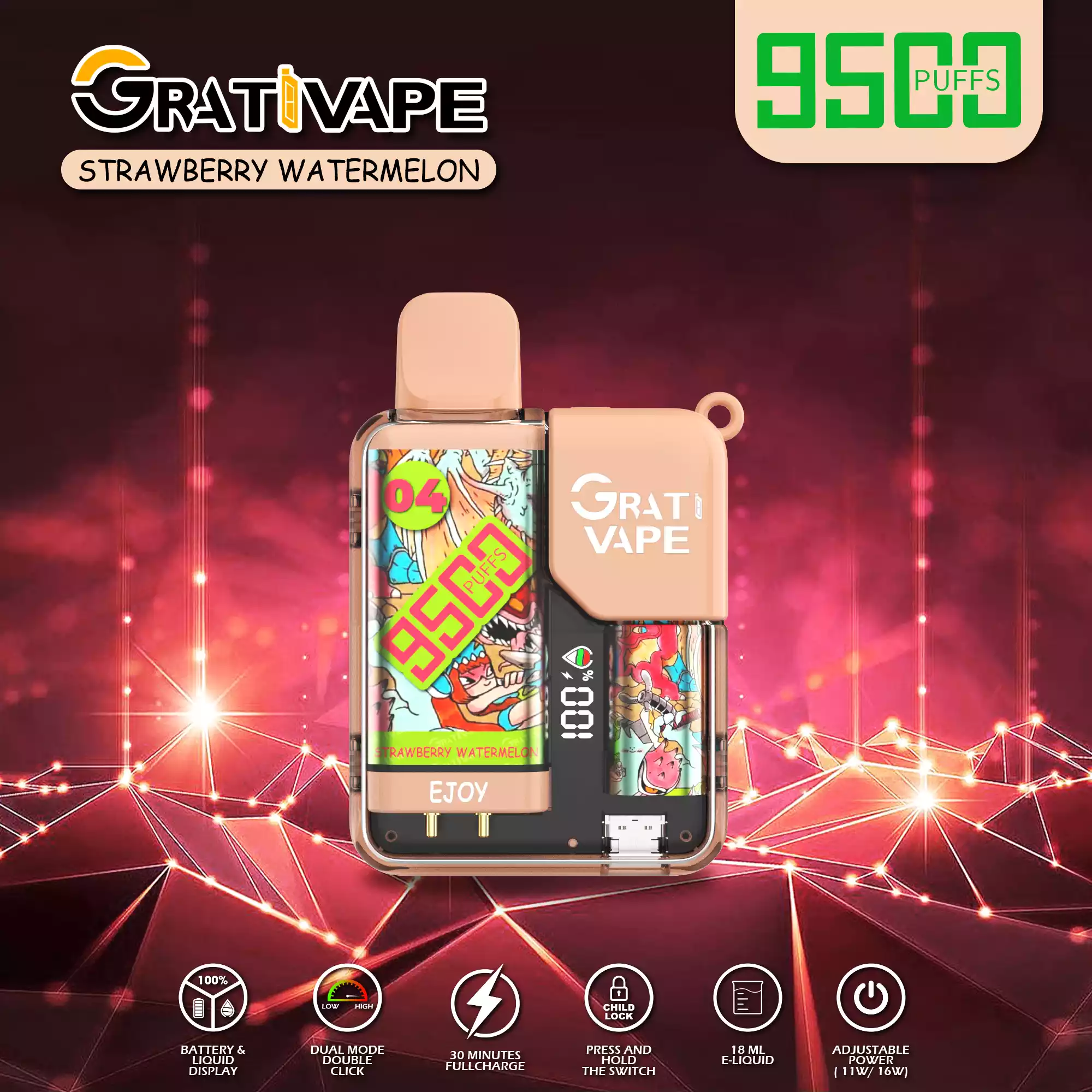 Grativape Ejoy 9500 Puffs Langanhaltender Genuss mit vielfältigen Aromen