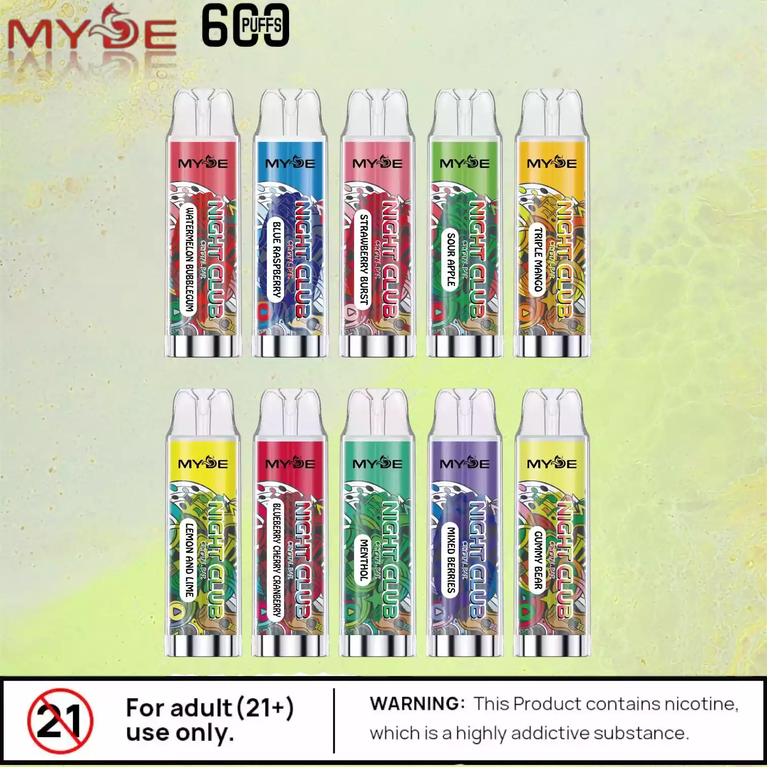 MYDE NIGHT CLUB 600 Puffs Kompakt leistungsstark und geschmackvoll