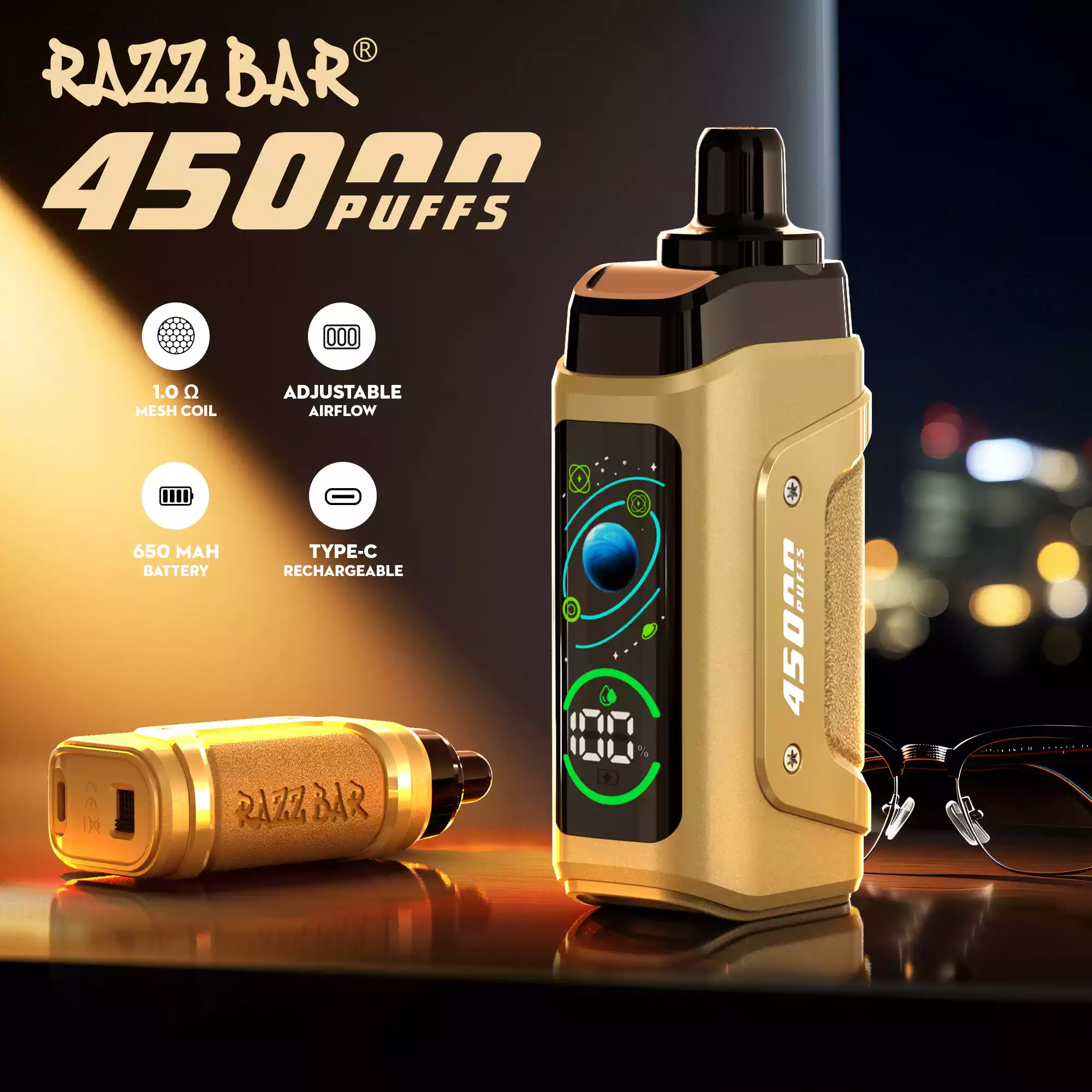 RAZZ BAR 45000 Puffs Einweg-Vape mit USB-C & Mesh-Coil Power