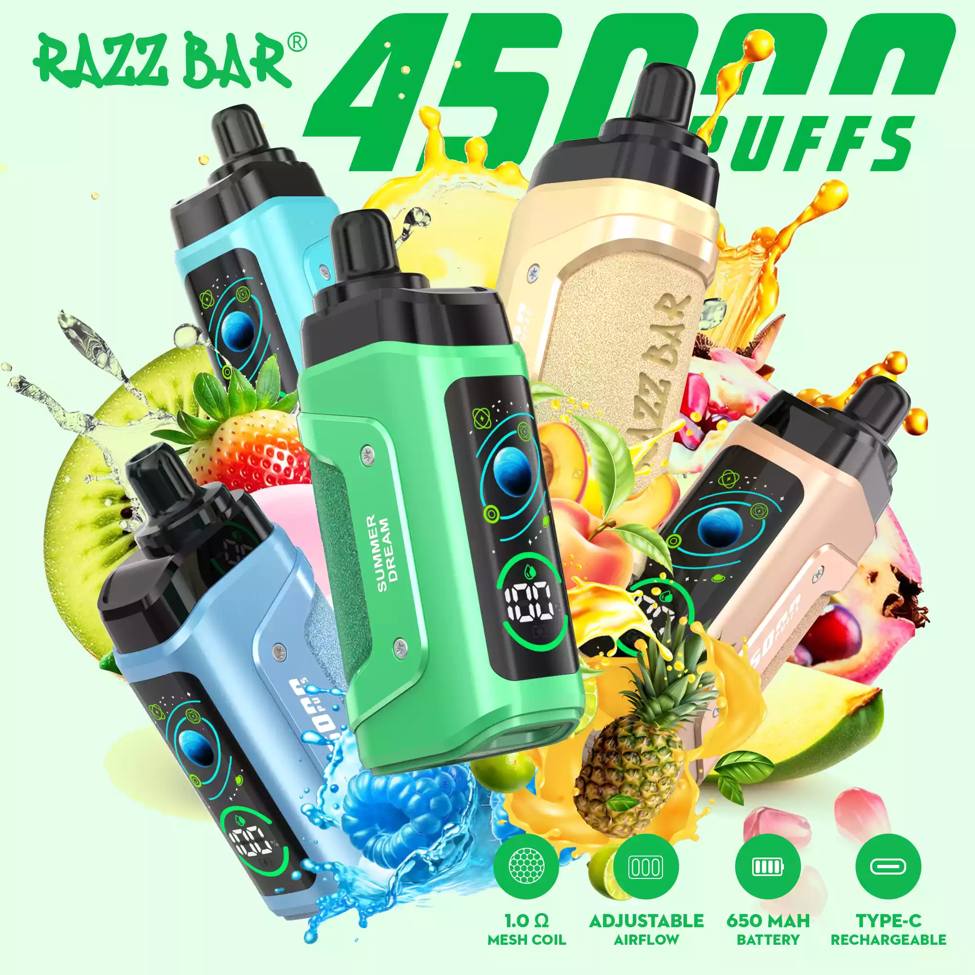 RAZZ BAR 45000 Puffs Einweg-Vape mit USB-C & Mesh-Coil Power