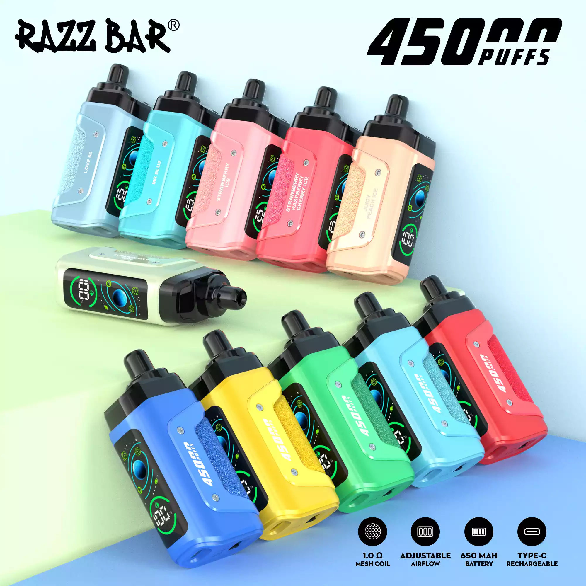 RAZZ BAR 45000 Puffs Einweg-Vape mit USB-C & Mesh-Coil Power