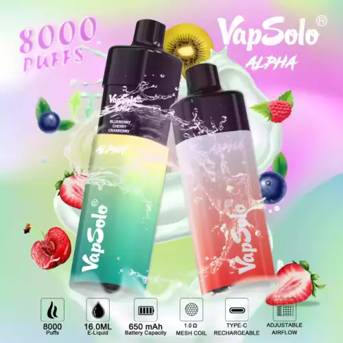 Vapsolo Alpha 8000 Puffs Langanhaltender Vape mit anpassbarem Luftstrom
