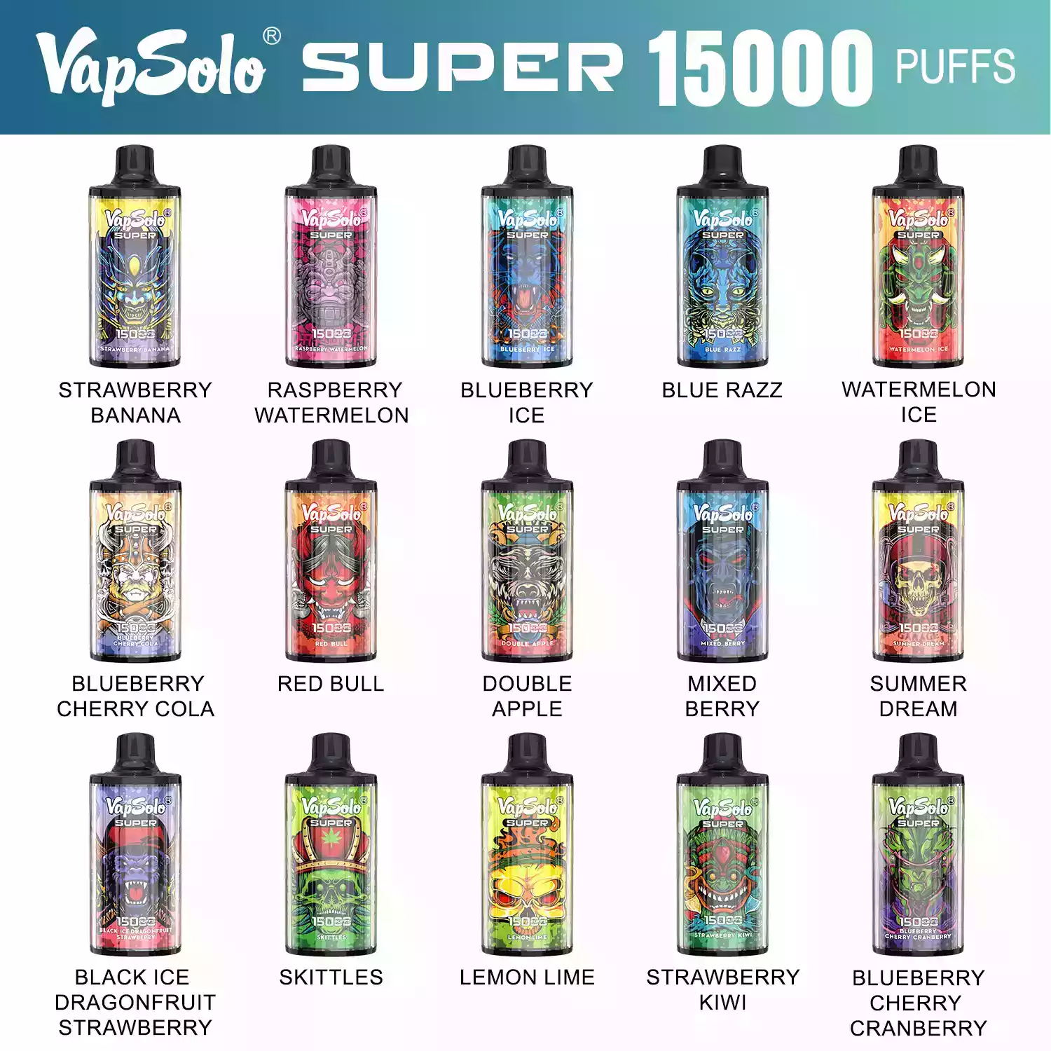 Vapsolo Super 15000 Puffs Langlebiger Genuss mit 25ml Liquid und Mesh-Coil