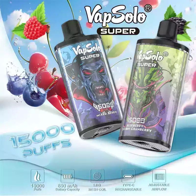 Vapsolo Super 15000 Puffs Langlebiger Genuss mit 25ml Liquid und Mesh-Coil