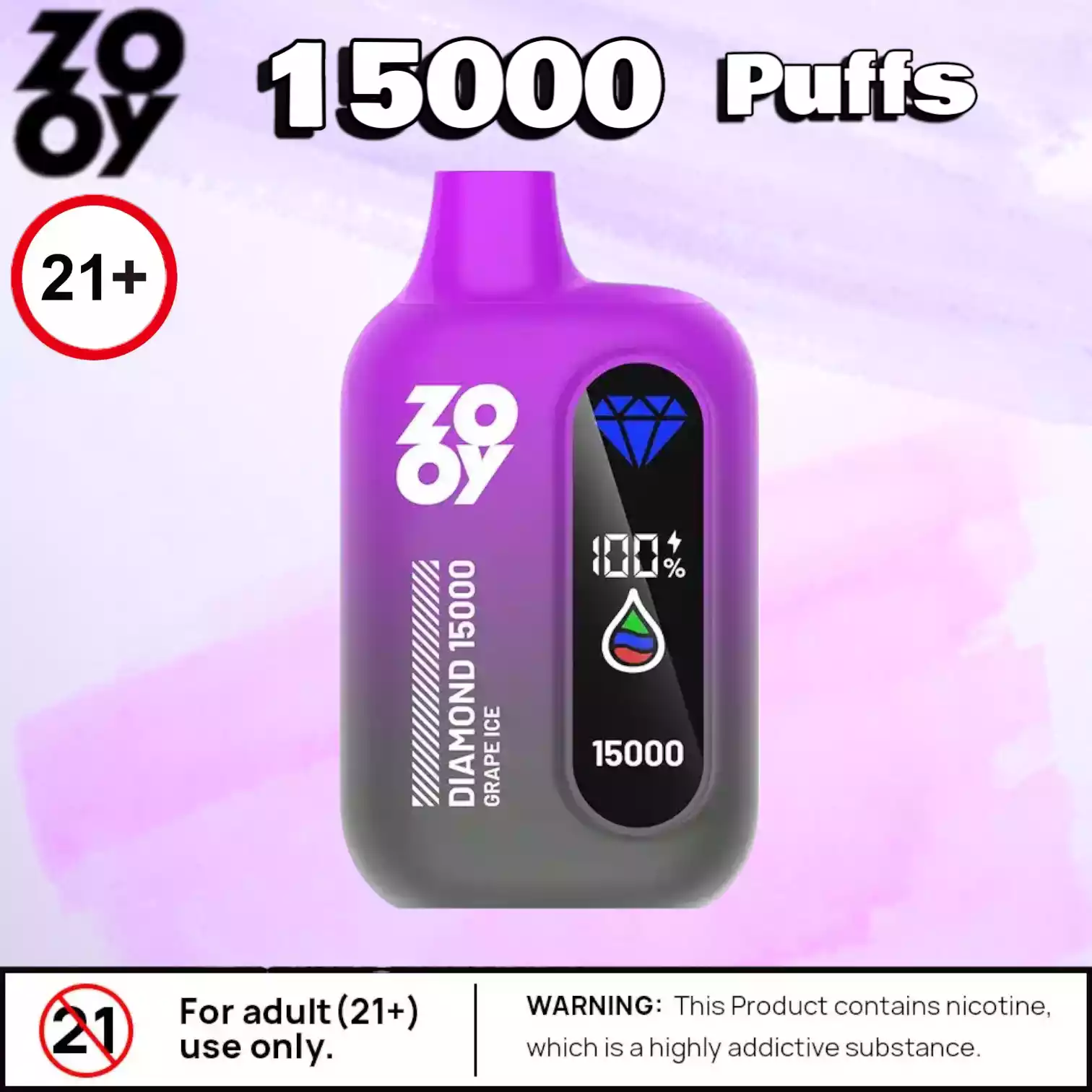 Zooy Diamond 15000 Puffs Mit Display Mesh Coil & Stil