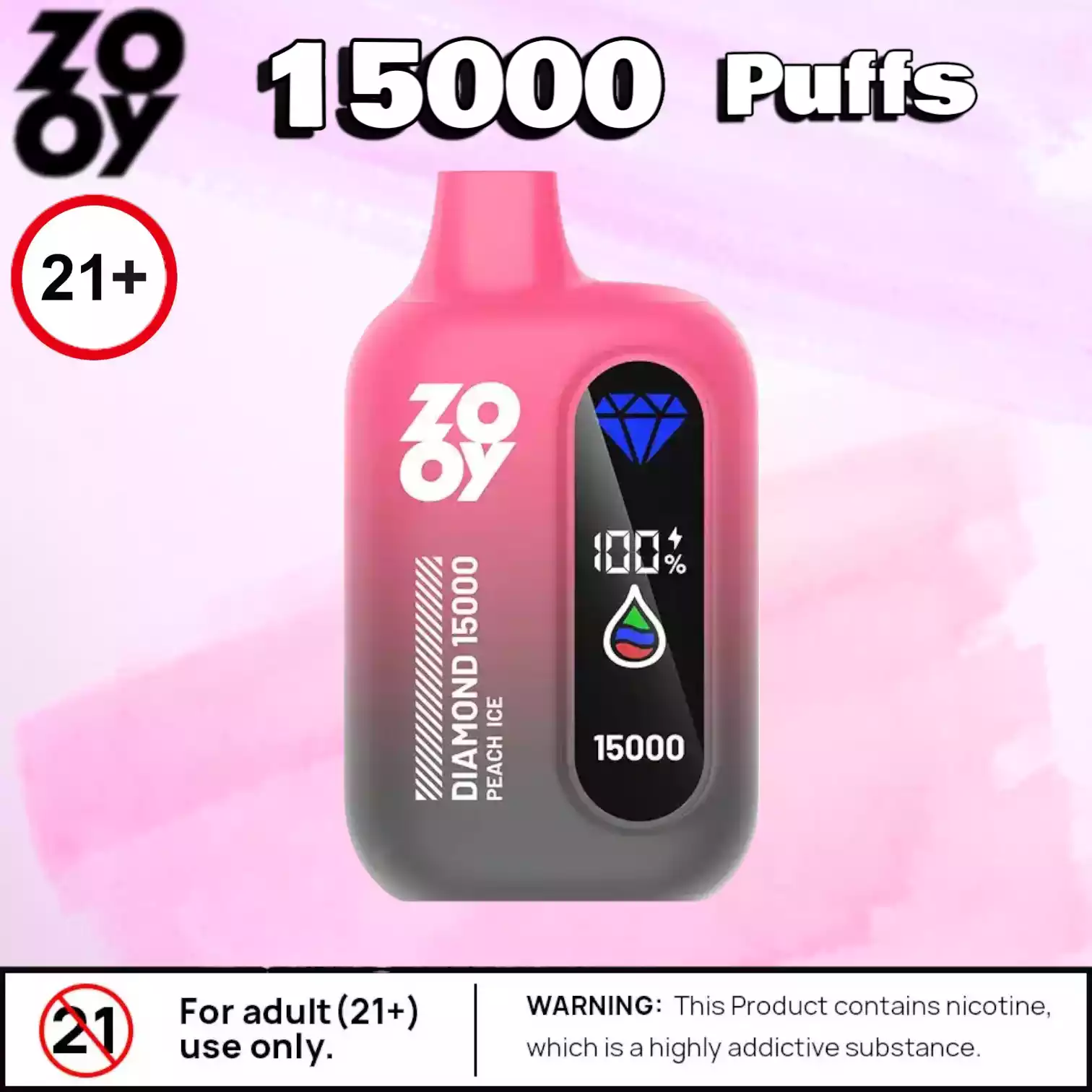 Zooy Diamond 15000 Puffs Mit Display Mesh Coil & Stil