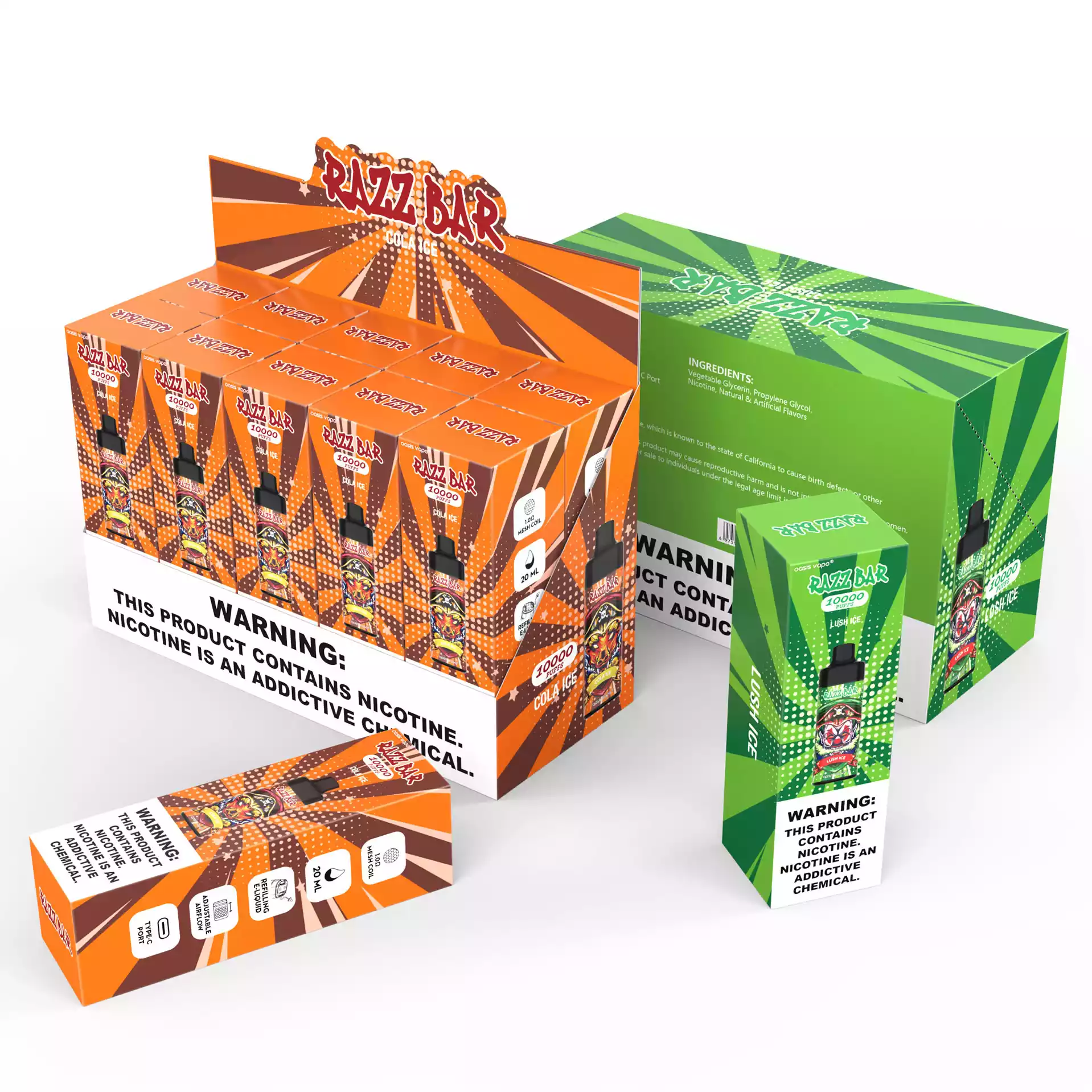 RAZZ BAR 10000 Puffs Einweg E-Zigarette mit 20ml & USB-C