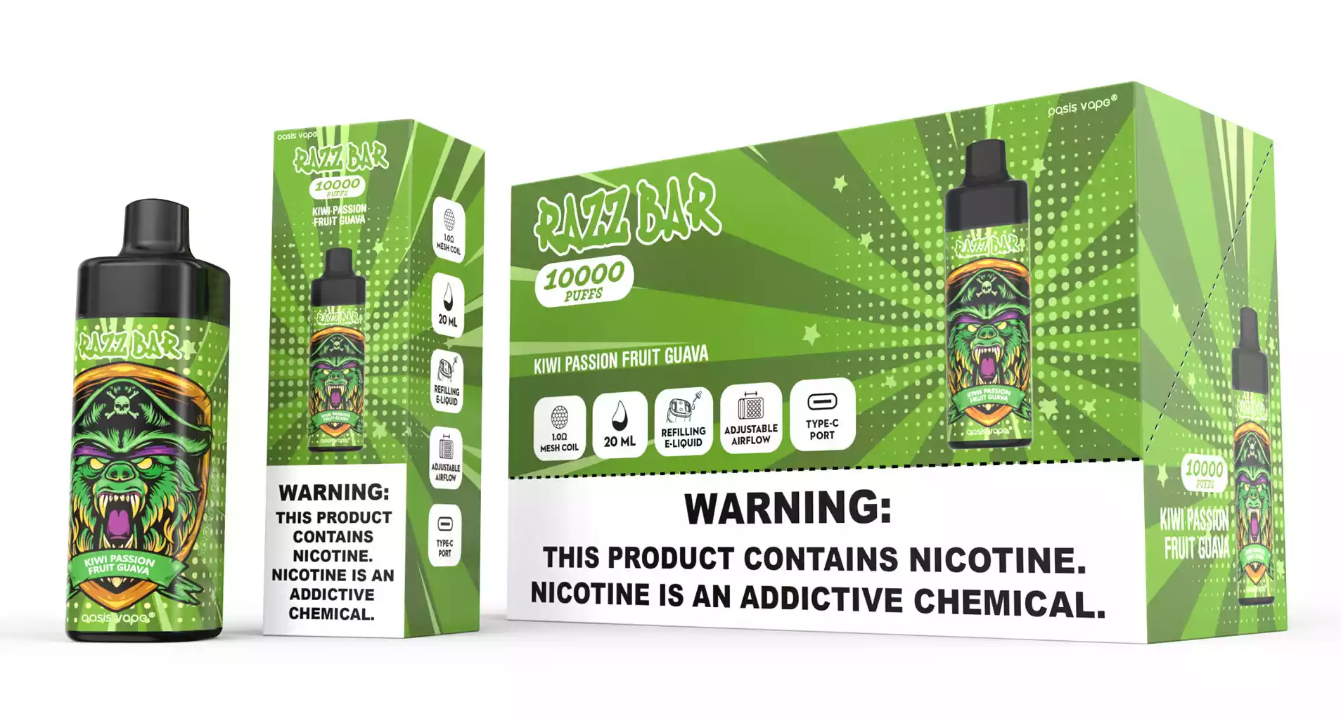 RAZZ BAR 10000 Puffs Einweg E-Zigarette mit 20ml & USB-C