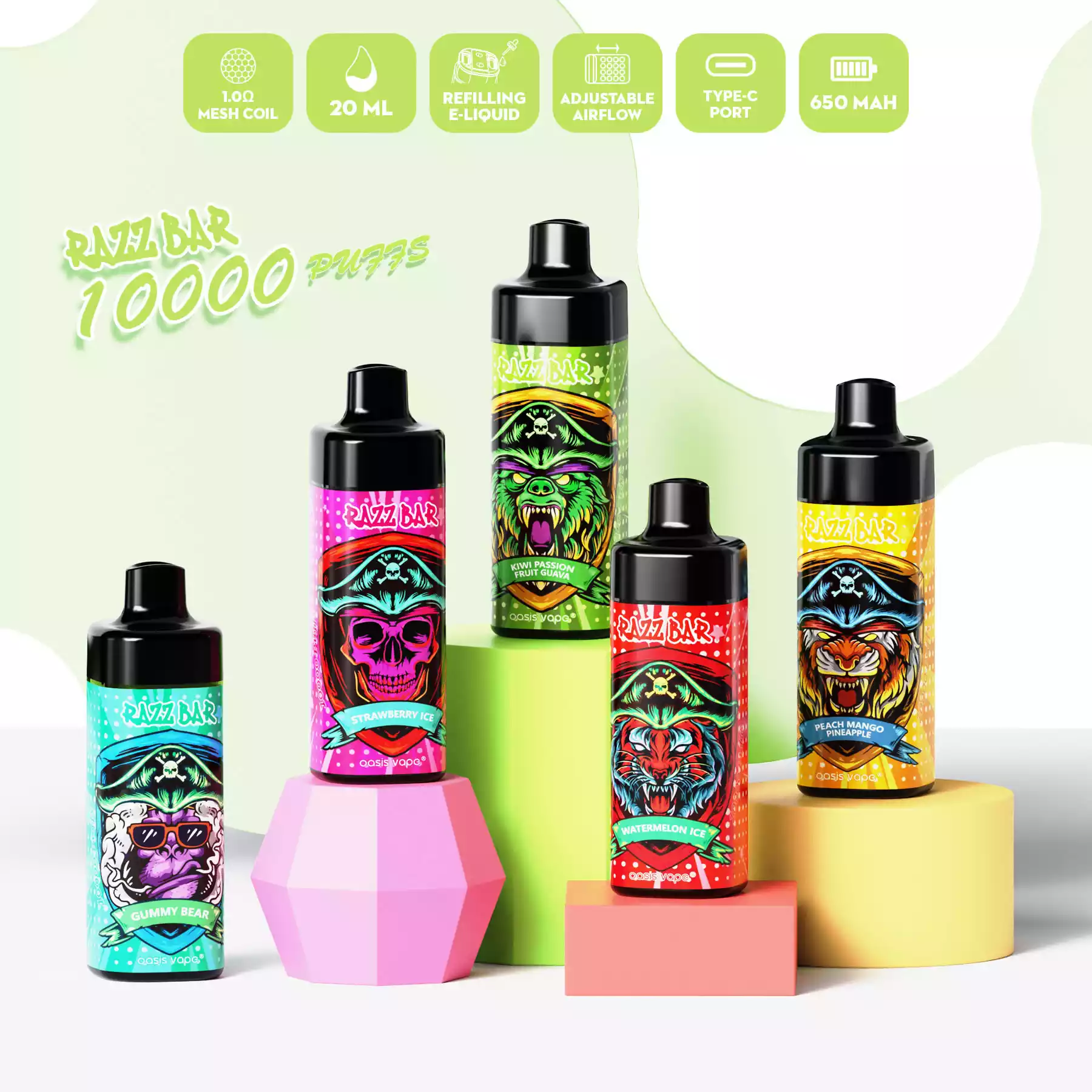 RAZZ BAR 10000 Puffs Einweg E-Zigarette mit 20ml & USB-C