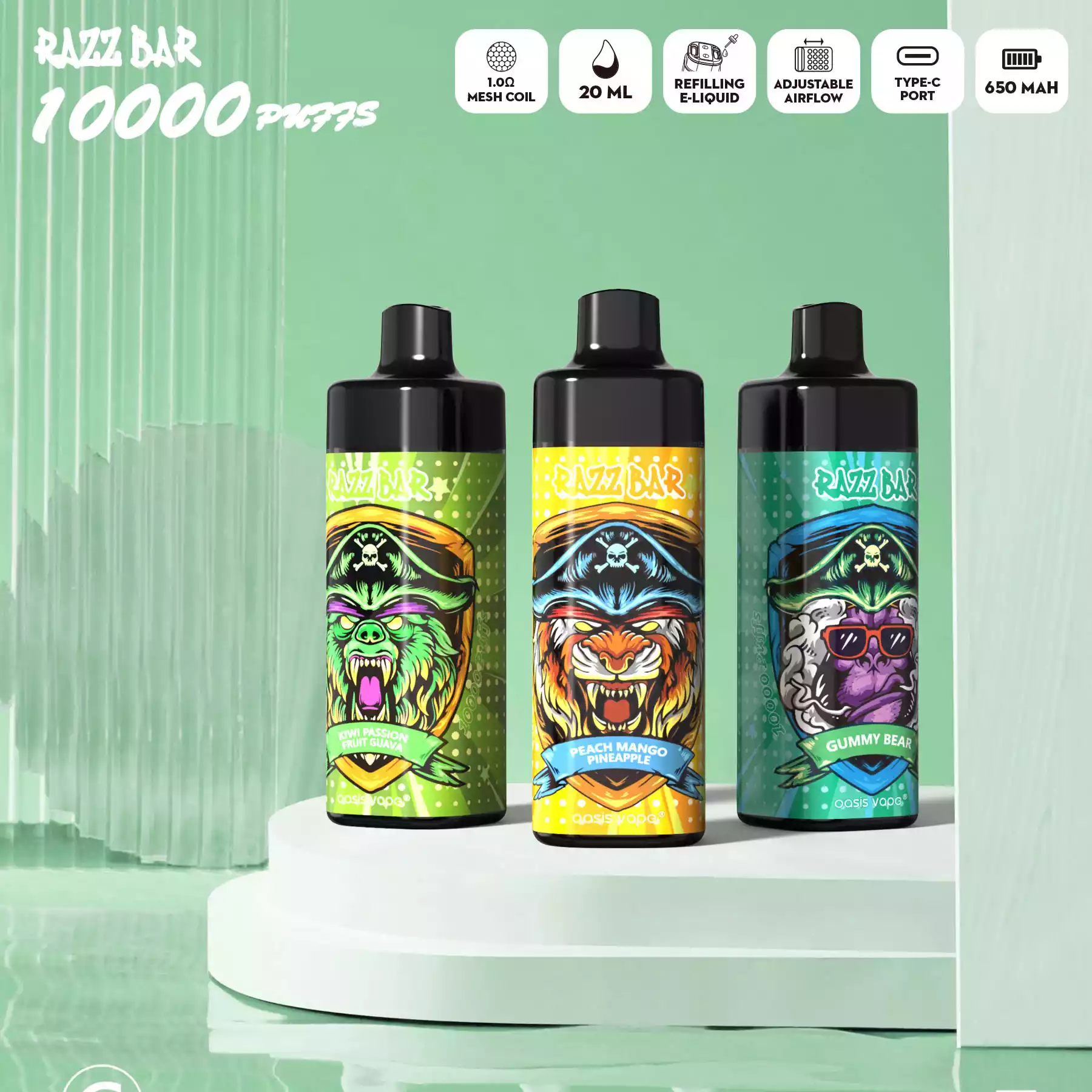 RAZZ BAR 10000 Puffs Einweg E-Zigarette mit 20ml & USB-C