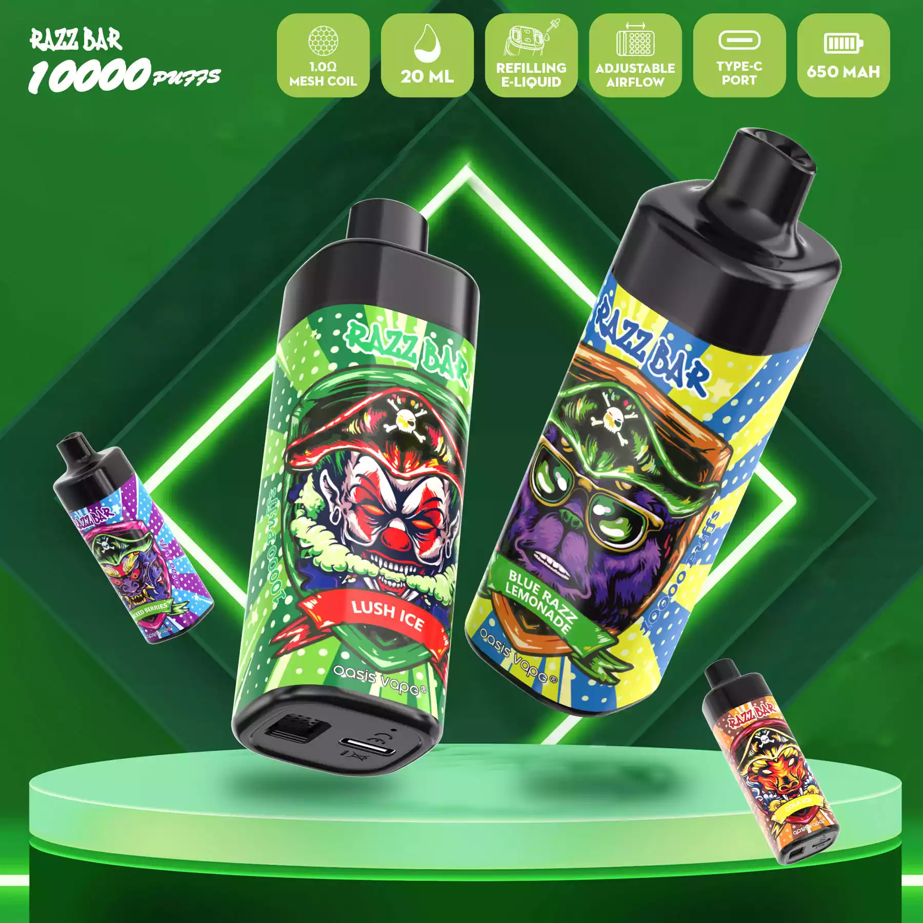 RAZZ BAR 10000 Puffs Einweg E-Zigarette mit 20ml & USB-C