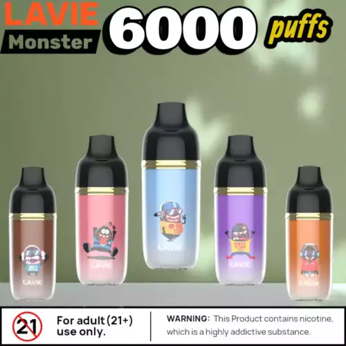 lavie monster 6000 puffs vape 15ml liquid & usb-c akku
