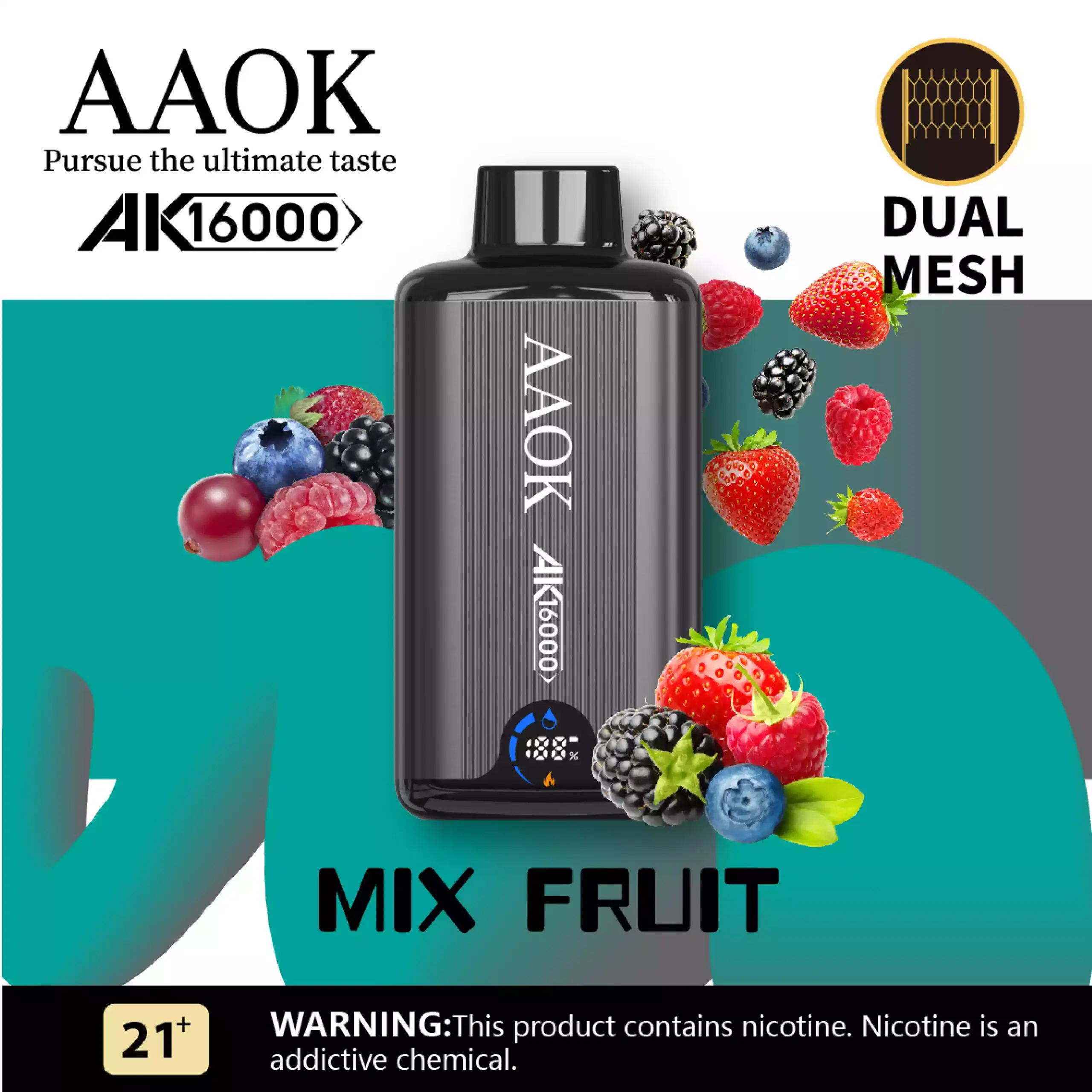 AAOK Y98 AK16000 Puffs Disposable Vape Dual Core LED
