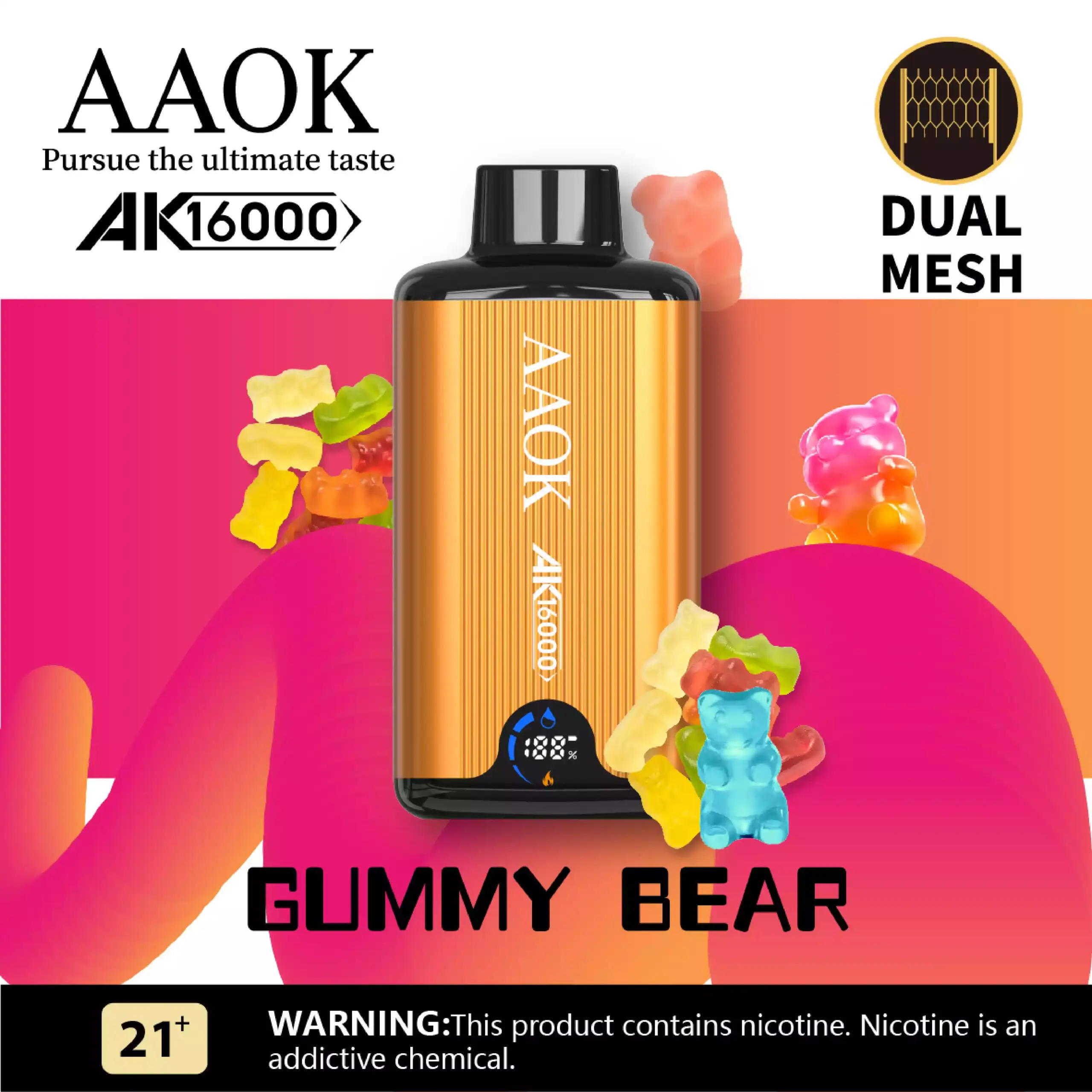 AAOK Y98 AK16000 Puffs Disposable Vape Dual Core LED