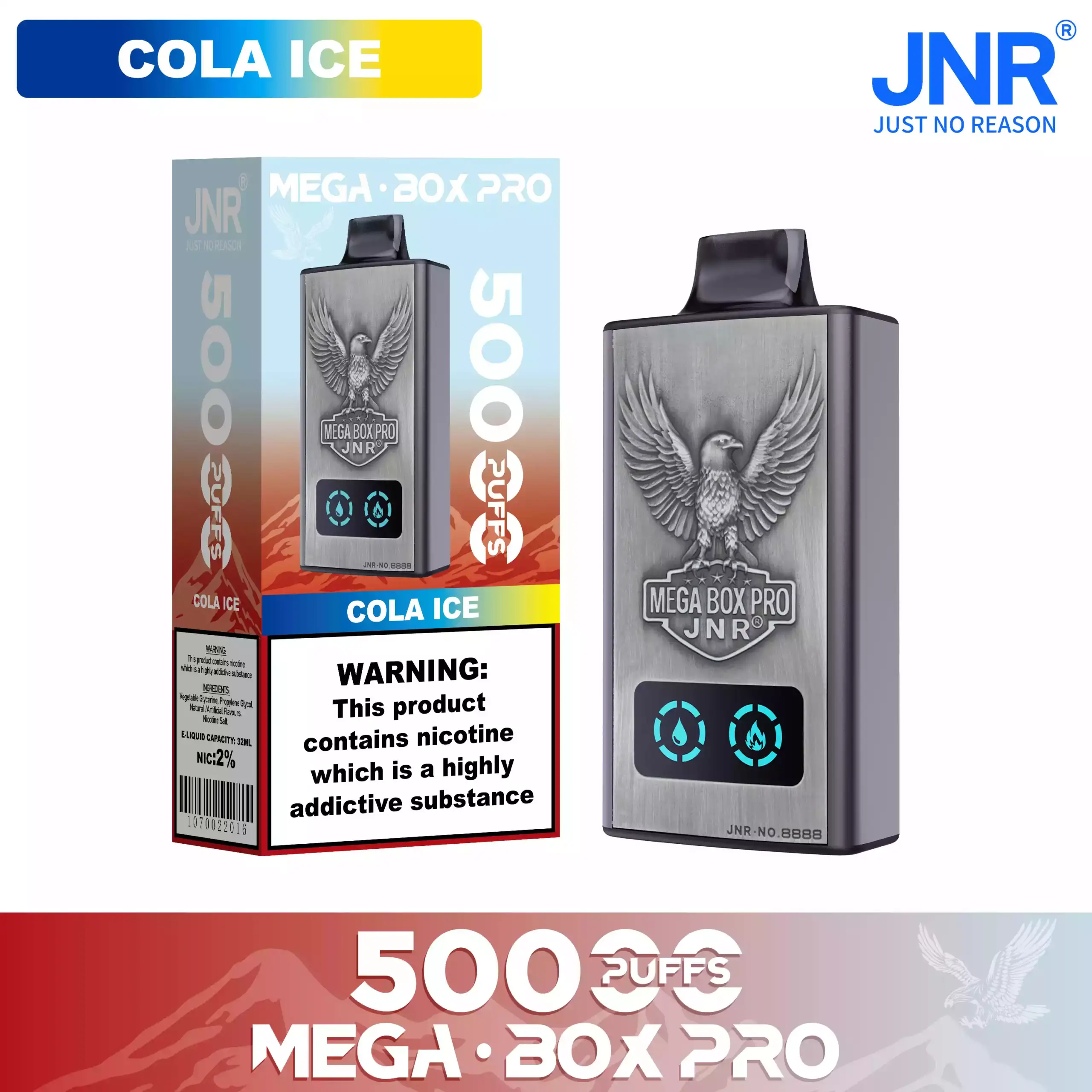 JNR Mega Box Pro 50000 Puffs Disposable Vape Smart Screen
