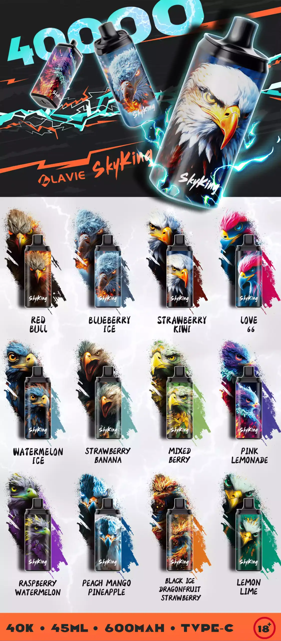 LAVIE SKYKING 40000 Puffs Disposable Vape mit 5% Nic Salt