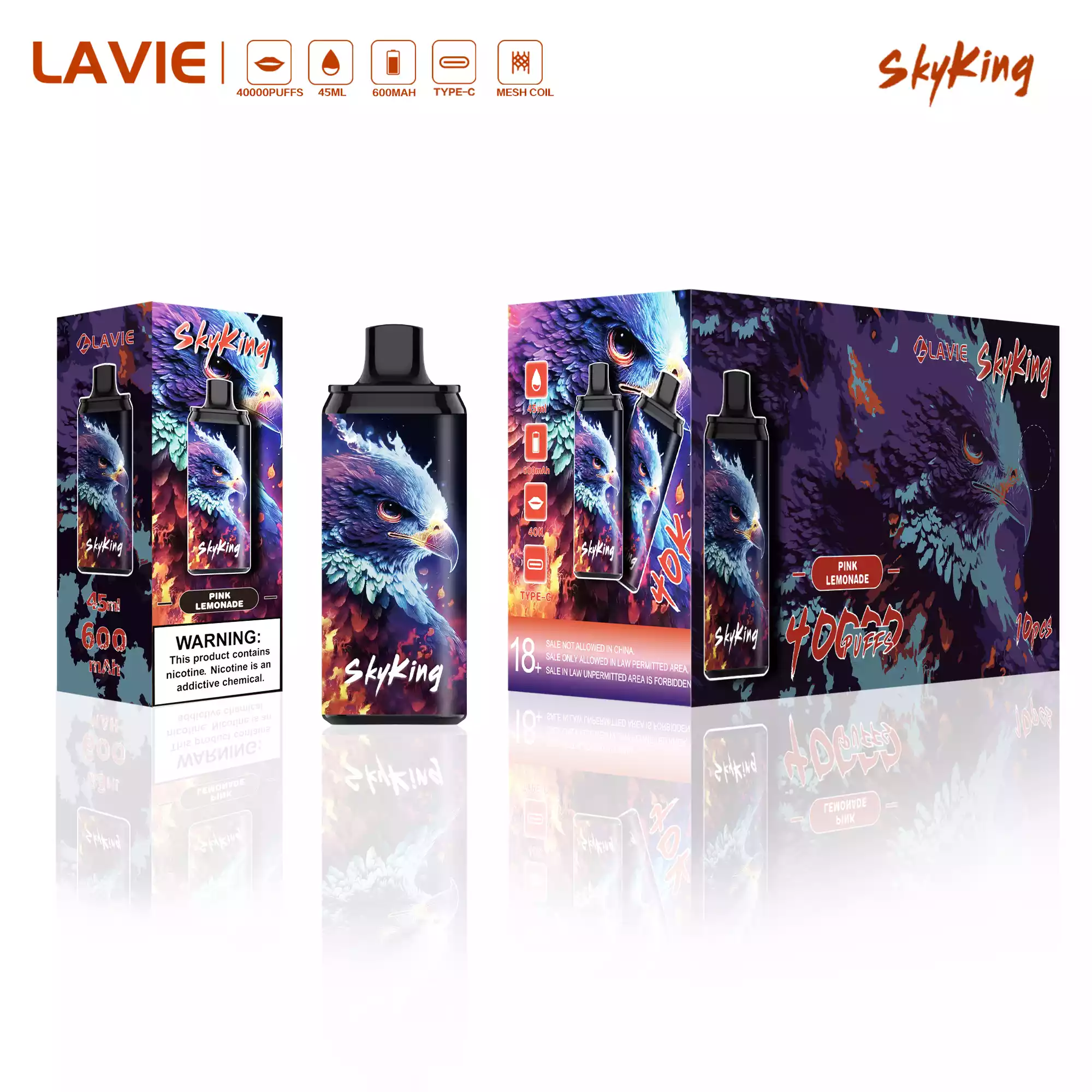 LAVIE SKYKING 40000 Puffs Disposable Vape mit 5% Nic Salt