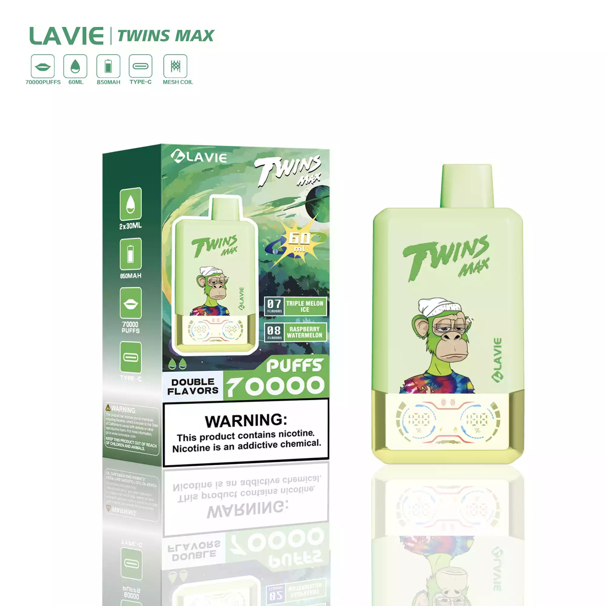 LAVIE Twins Max 70000 Puffs Double Flavors Disposable Vape