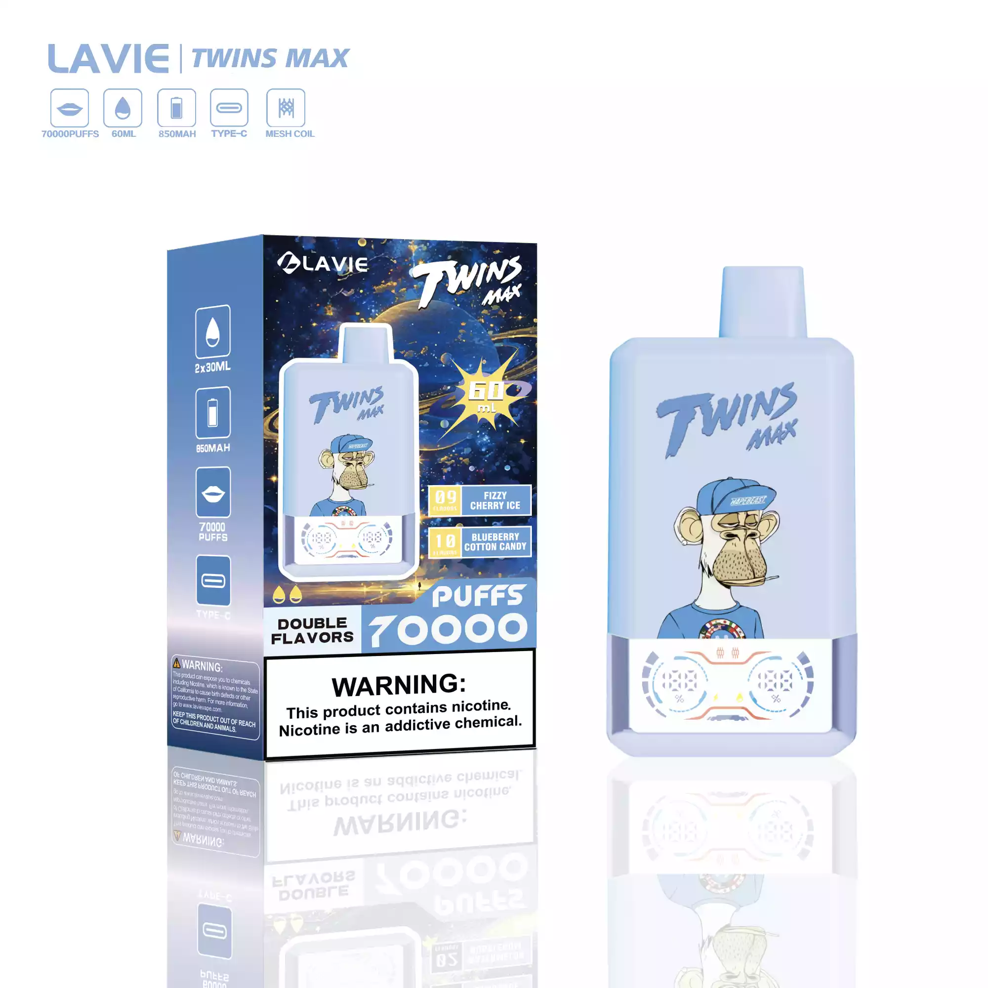 LAVIE Twins Max 70000 Puffs Double Flavors Disposable Vape