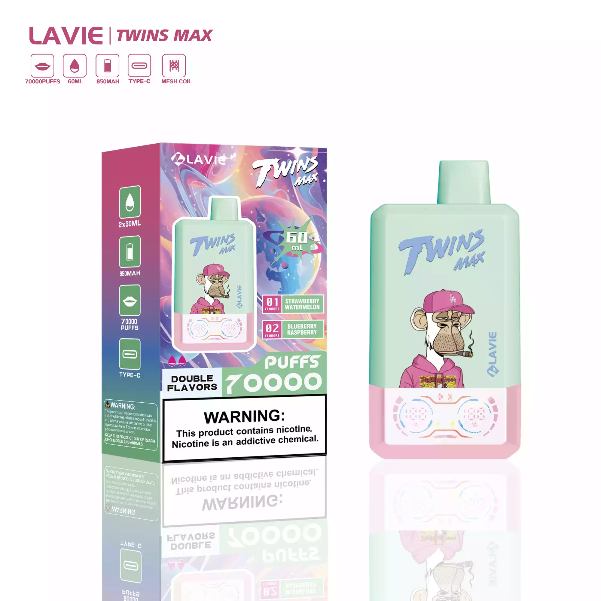 LAVIE Twins Max 70000 Puffs Double Flavors Disposable Vape
