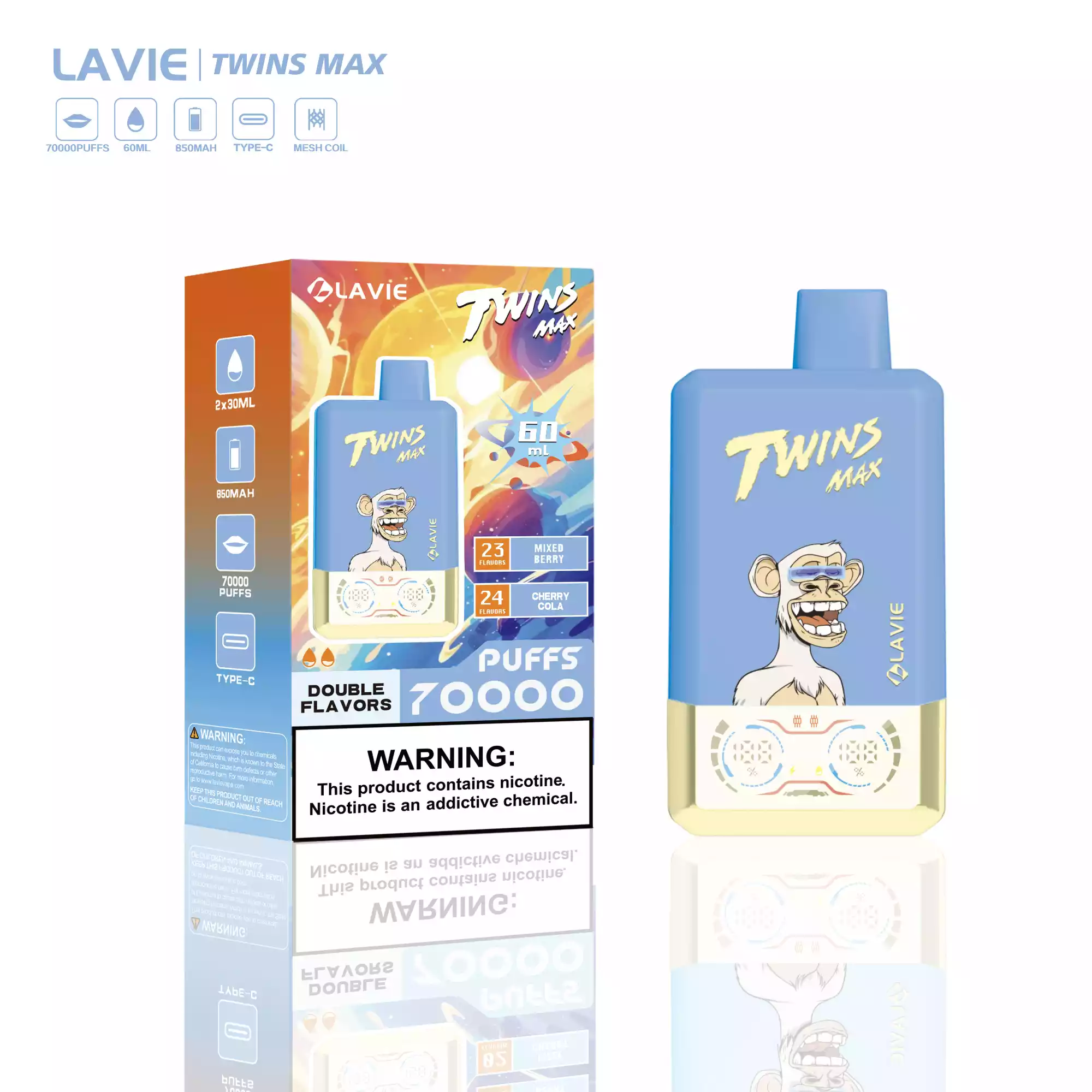 LAVIE Twins Max 70000 Puffs Double Flavors Disposable Vape