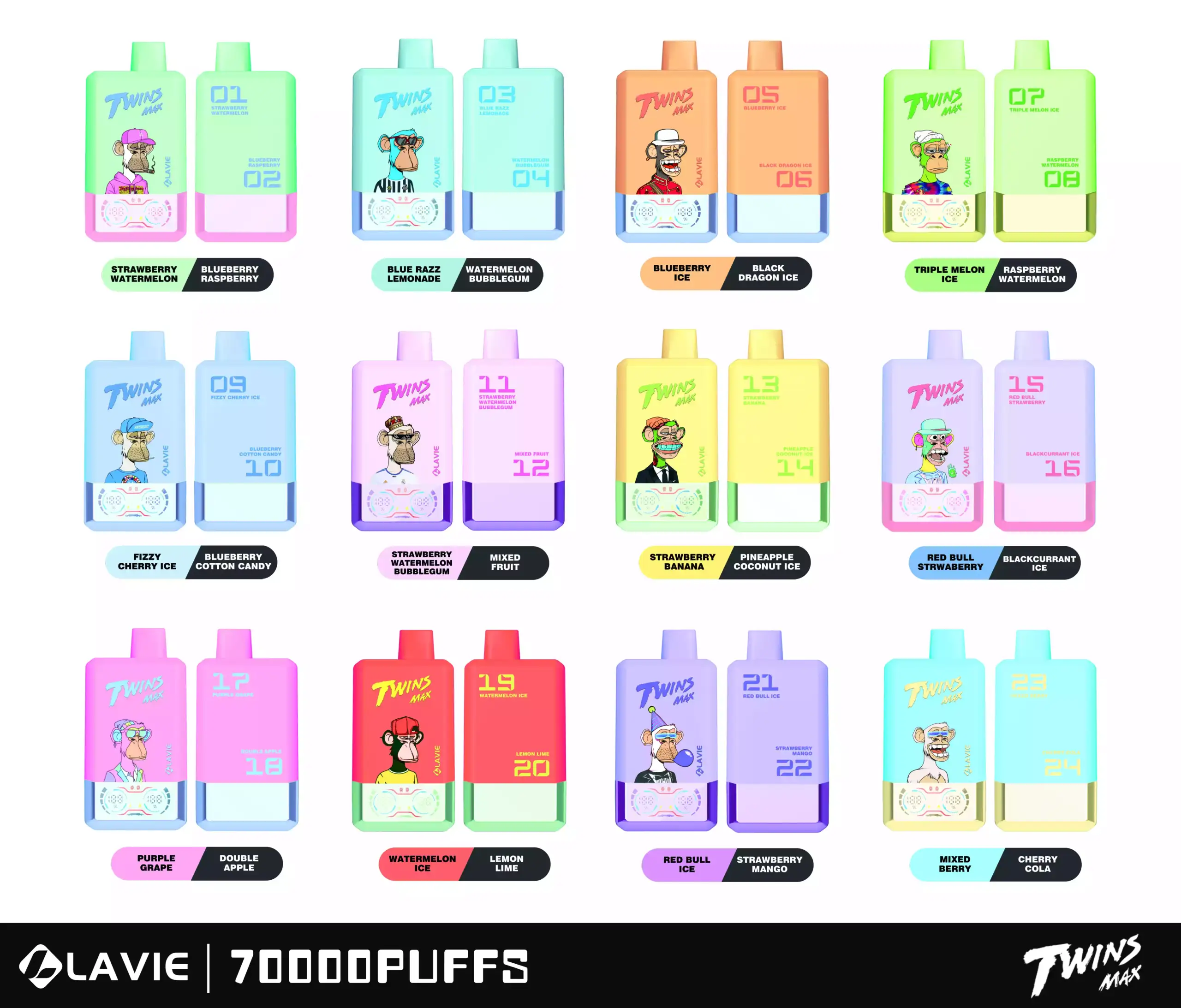 LAVIE Twins Max 70000 Puffs Double Flavors Disposable Vape